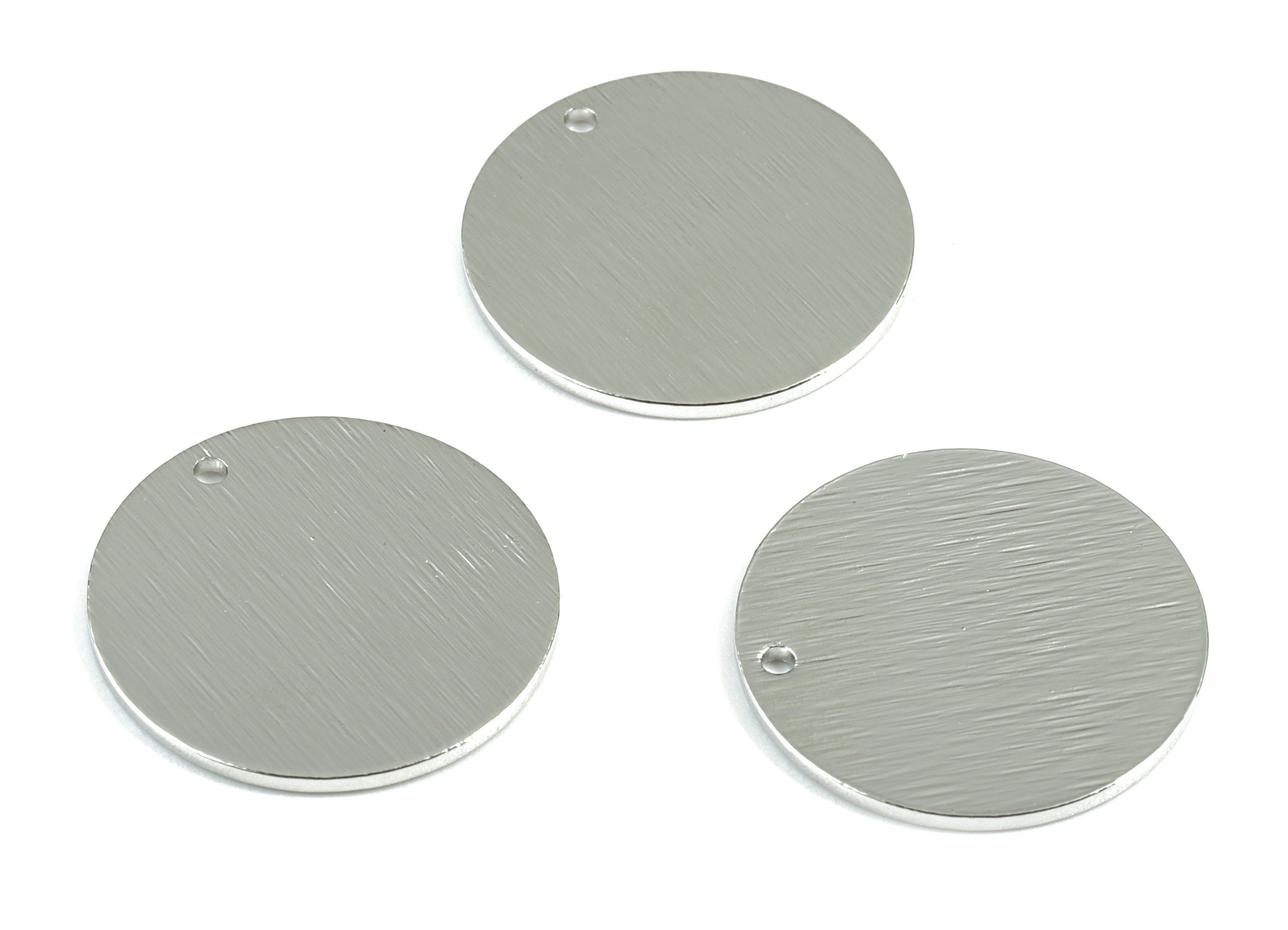 Silver Round Textured Charms - Silver Tone Plated Brass Textured Circle Earring Charms - Jewelry Supplies - 20.99x20.99x0.98mm - PP1887S - DOMEDBAZAAR