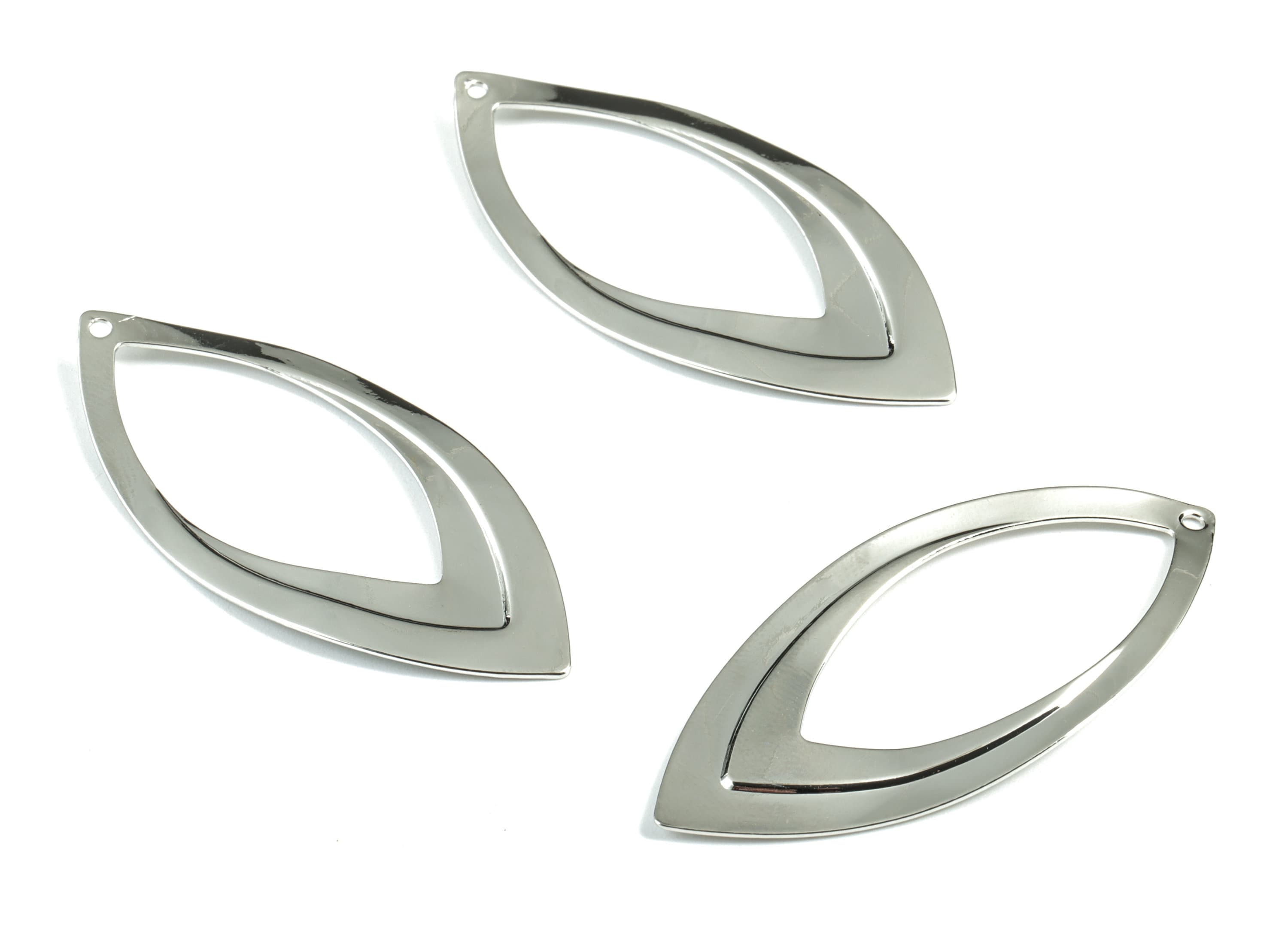 Silver Marquise Pendant - Silver Tone Plated Brass Marquise Earring Charms - Earring Findings - Jewelry Supplies - 48x22x1.21mm - PP2433S - DOMEDBAZAAR