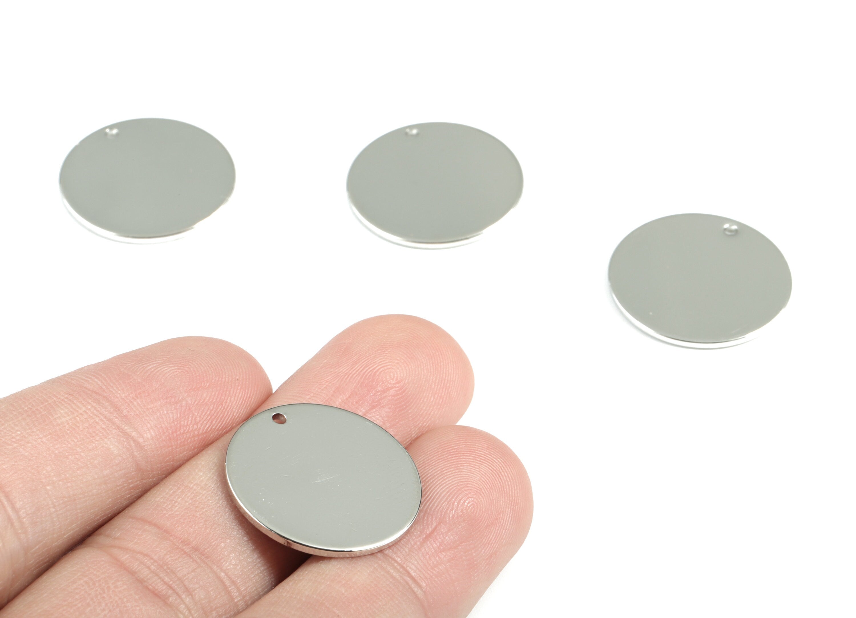Personalized stamping blank - Silver Circle Earring Charms - Silver Tone Plated Brass Round Charm - Earring Findings - 21x21x1mm - PP1881S - DOMEDBAZAAR