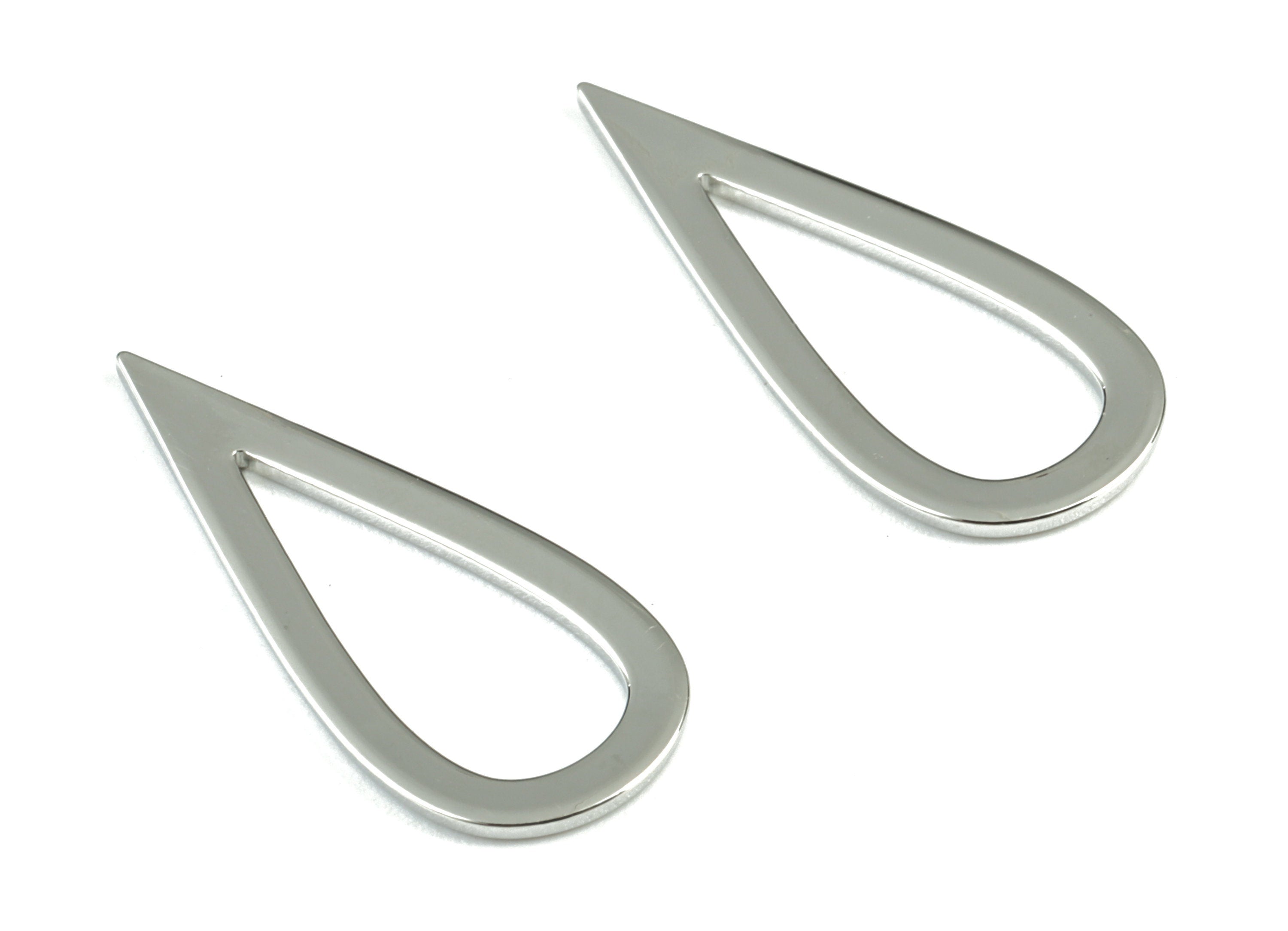 Silver Drop Earring Charms - Silver Tone Plated Brass Drop Pendant - Earring Findings - Jewelry Supplies - 27.34x11.61x1.05mm - PP1933S - DOMEDBAZAAR