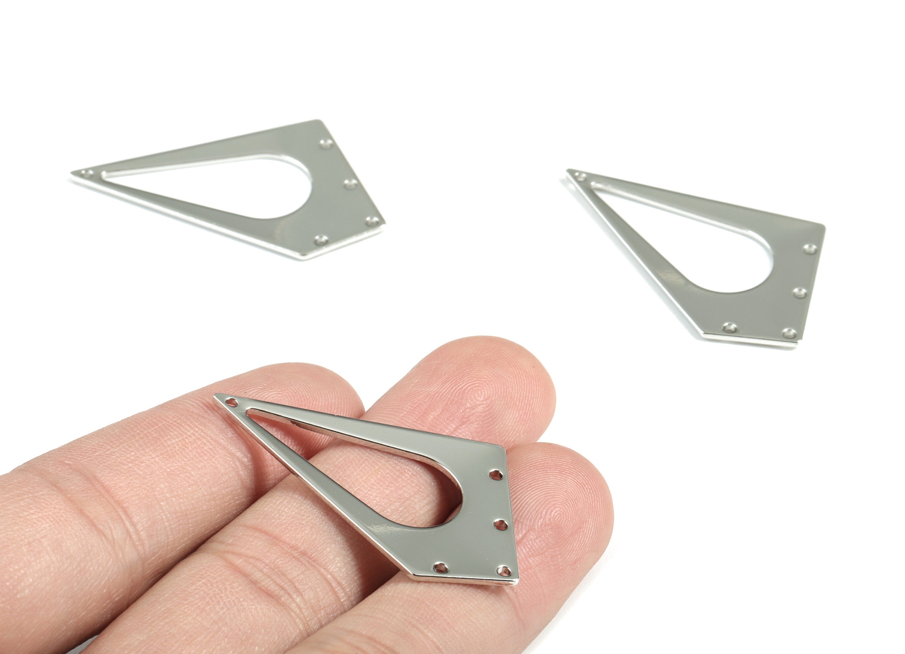 Silver Diamond Connector - Silver Tone Plated Brass Drop Earring Charms - Earring Findings - Jewelry Supplies - 41.39x23.84x1.18mm - PP2080S - DOMEDBAZAAR