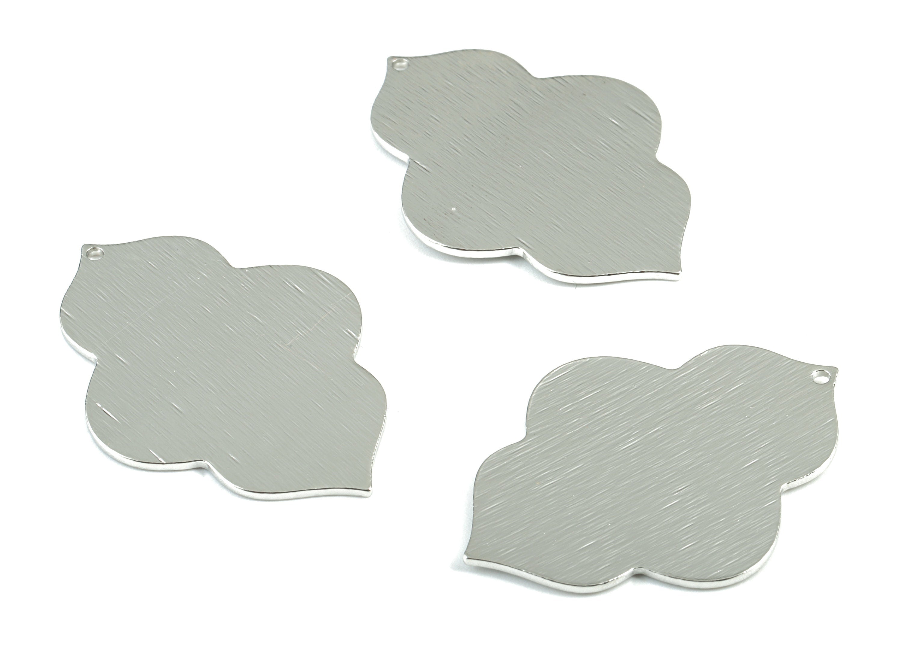 Silver Geometric Charms - Silver Tone Plated Brass Textured Geometric Pendant - Jewelry Supplies - 38.71x28.88x1.04mm - PP1837S - DOMEDBAZAAR