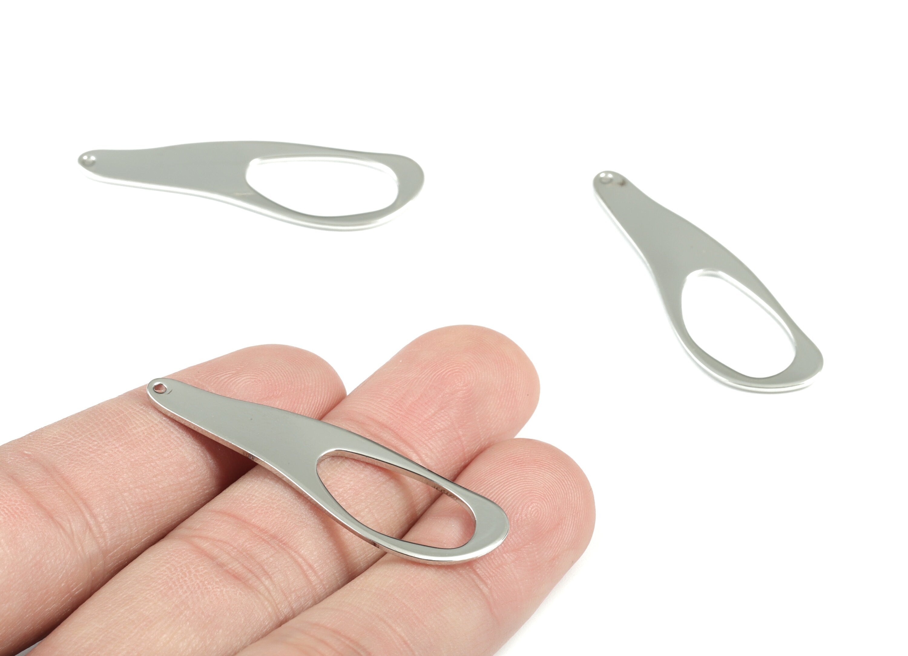 Personalized stamping blank - Silver Drop Earring Charms - Silver Tone Plated Brass Drop Pendant - 42.97x13.8x1.17mm - PP1964S - DOMEDBAZAAR