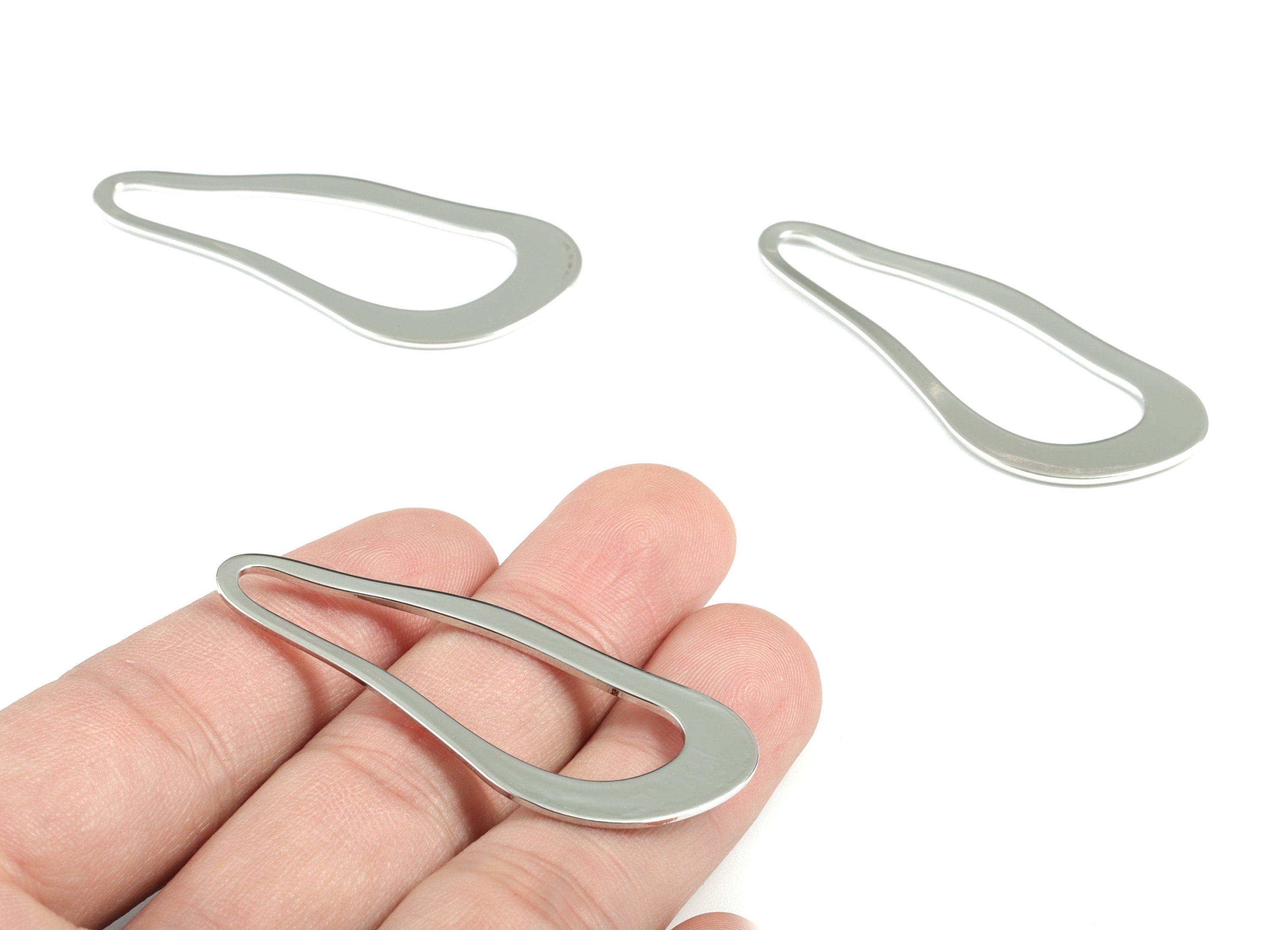 Silver Drop Earring Charms - silver Tone Plated Brass TearDrop Pendant - Earring Findings - Jewelry Supplies - 51.16x21.54x1.13mm - PP1963S - DOMEDBAZAAR