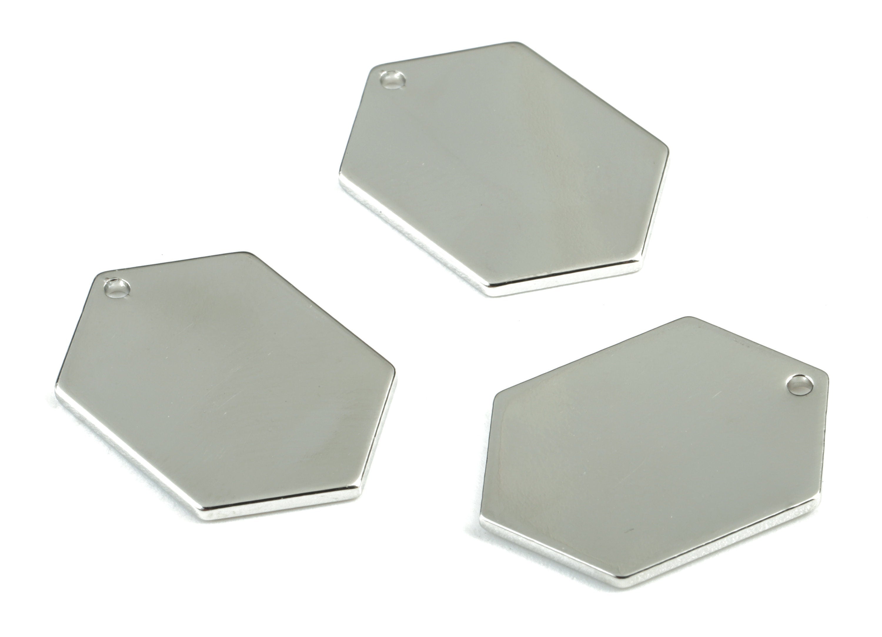Personalized stamping blank - Silver Hexagon Charms - Silver Tone Plated Brass Hexagon Earring Charms - 20x14x1mm - PP2136S - DOMEDBAZAAR