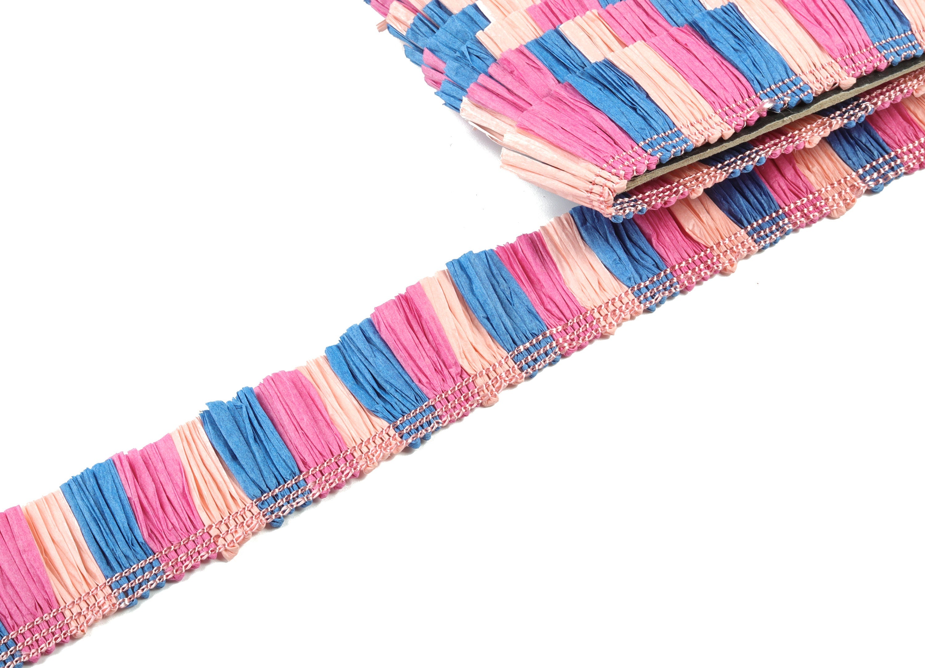 Raffia Tassels Strip - Natural Raffia Grass - Blue Pink Color Raffia Tassel Skirt - Jewelry Accessories - 25x2.8mm - RS1071 - DOMEDBAZAAR