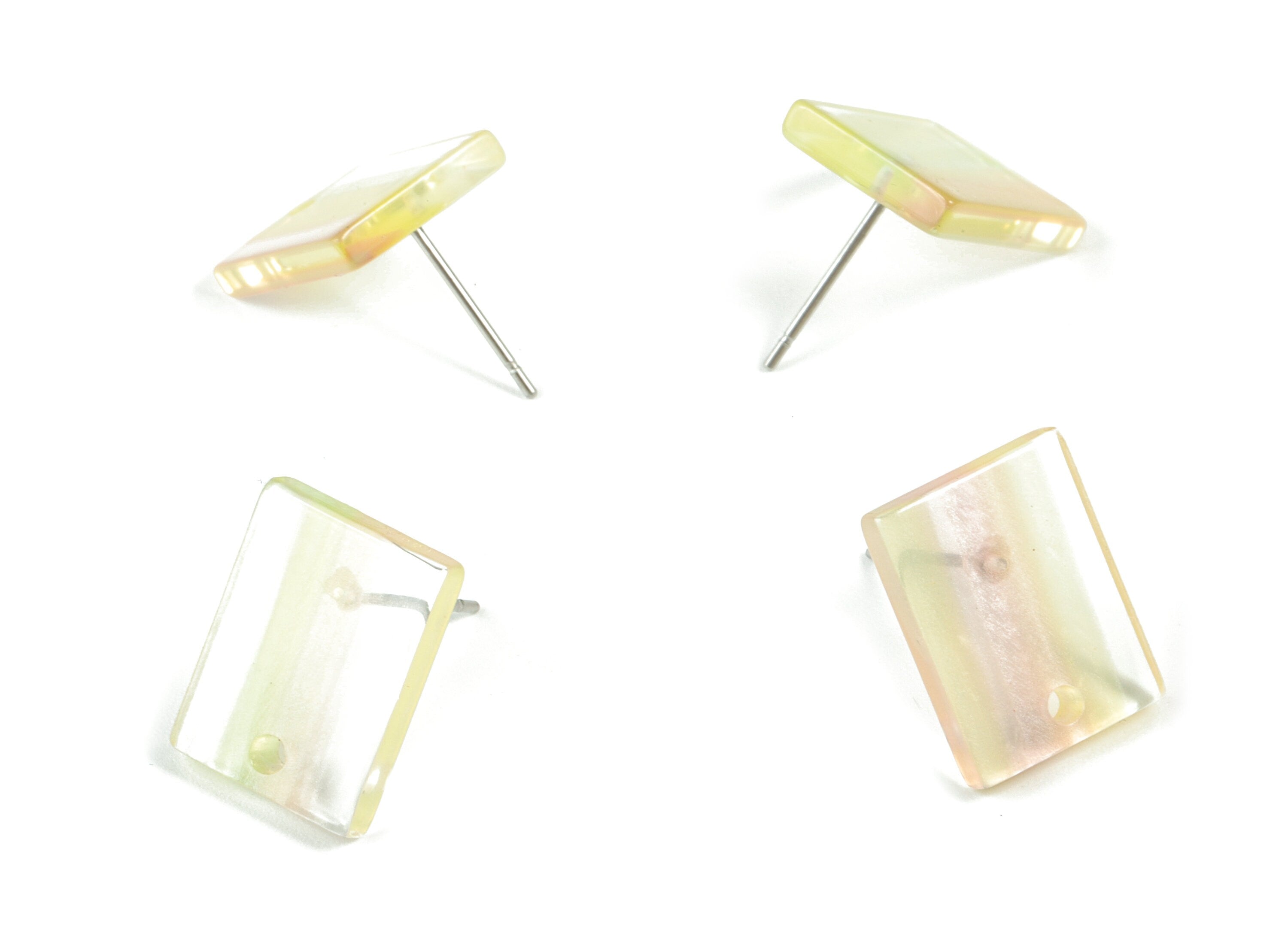 Acrylic Rectangle Earring Stud - Rectangle Earring Post - Surgical Stud - Jewelry Supplies - Color Code: A545 - 15.66x11.8x3mm - AC1663-A545 - DOMEDBAZAAR