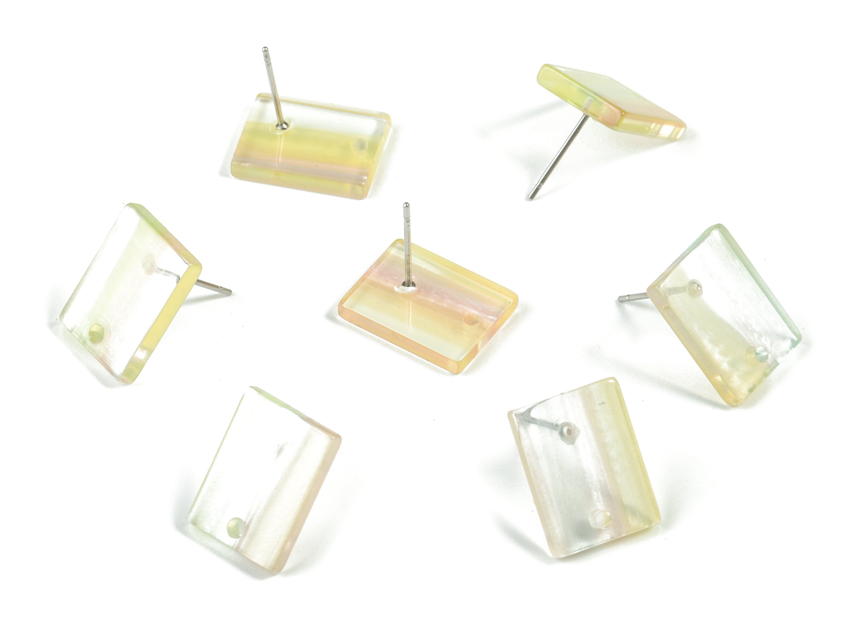 Acrylic Rectangle Earring Stud - Rectangle Earring Post - Surgical Stud - Jewelry Supplies - Color Code: A545 - 15.66x11.8x3mm - AC1663-A545 - DOMEDBAZAAR