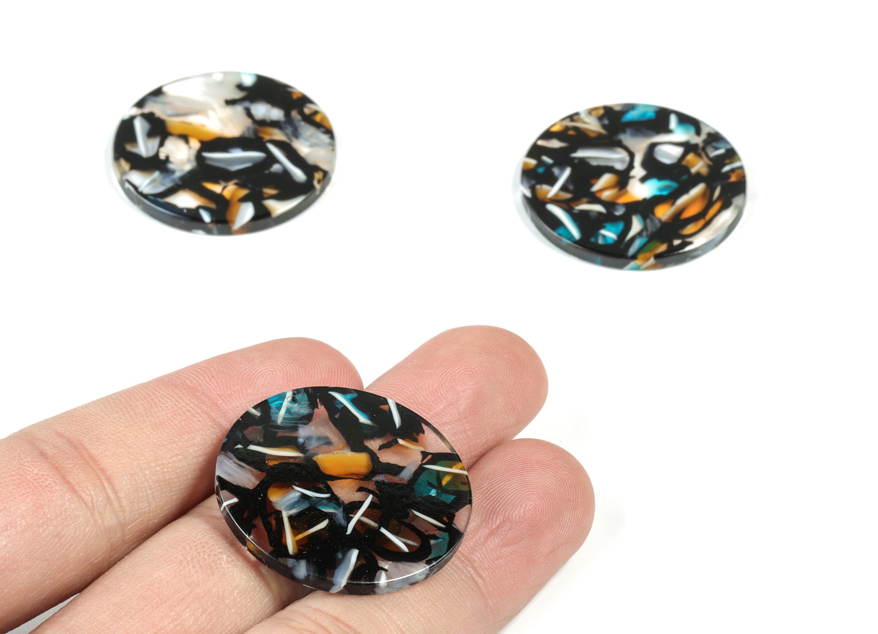 Acetate Round Earring Charms - Circle Pendant - Coin Charm - Jewelry Supplys - Color Code: A335 - 30.48x30.48x2.54mm - AC1315-A335 - DOMEDBAZAAR