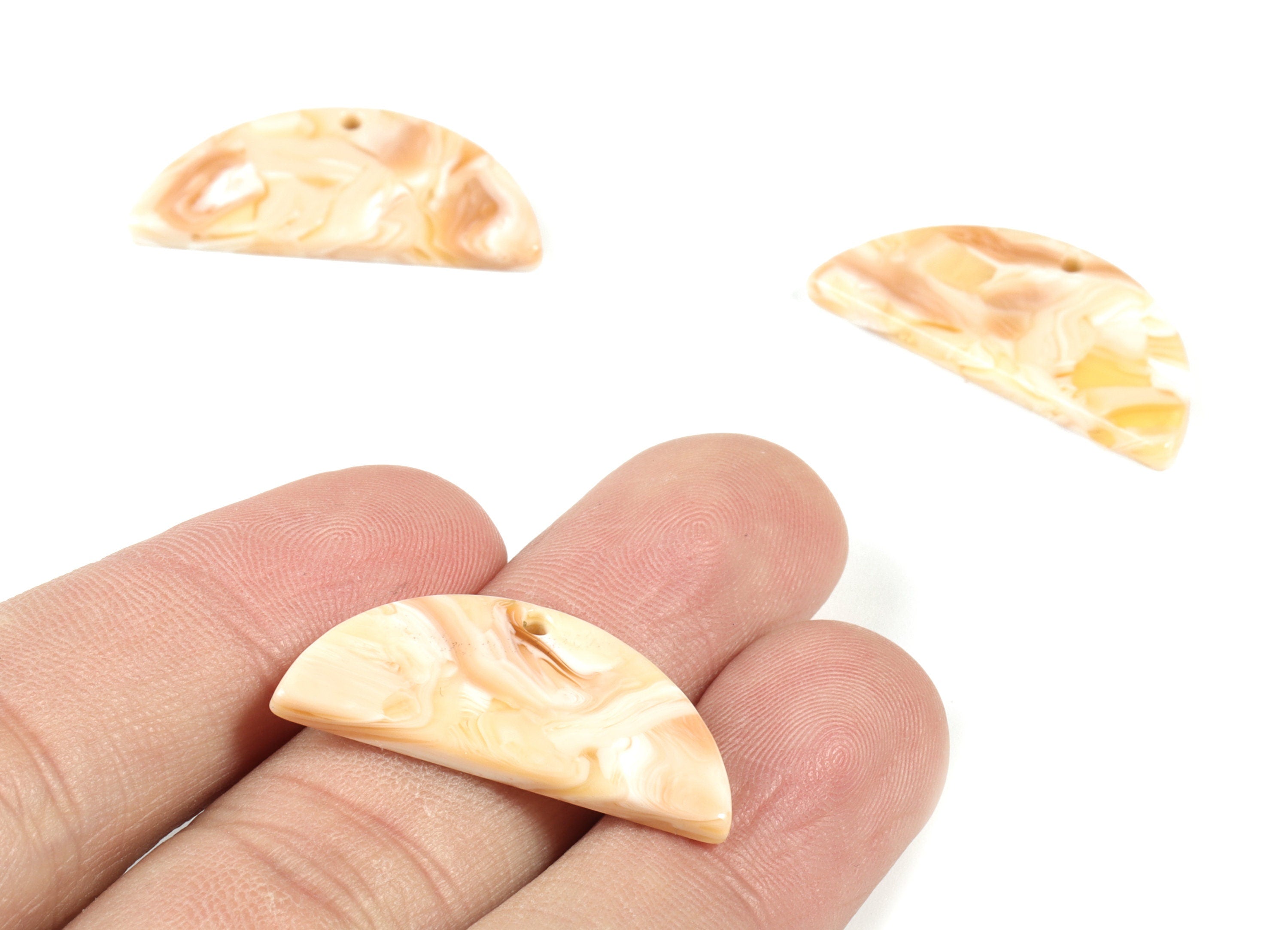 Acetate Semicircle Charms - Acetate Half Moon Charms - Semicircle Earrings and Pendan - Color Code: A452 - 29.13x13.67x2.6mm - AC1499-A452 - DOMEDBAZAAR