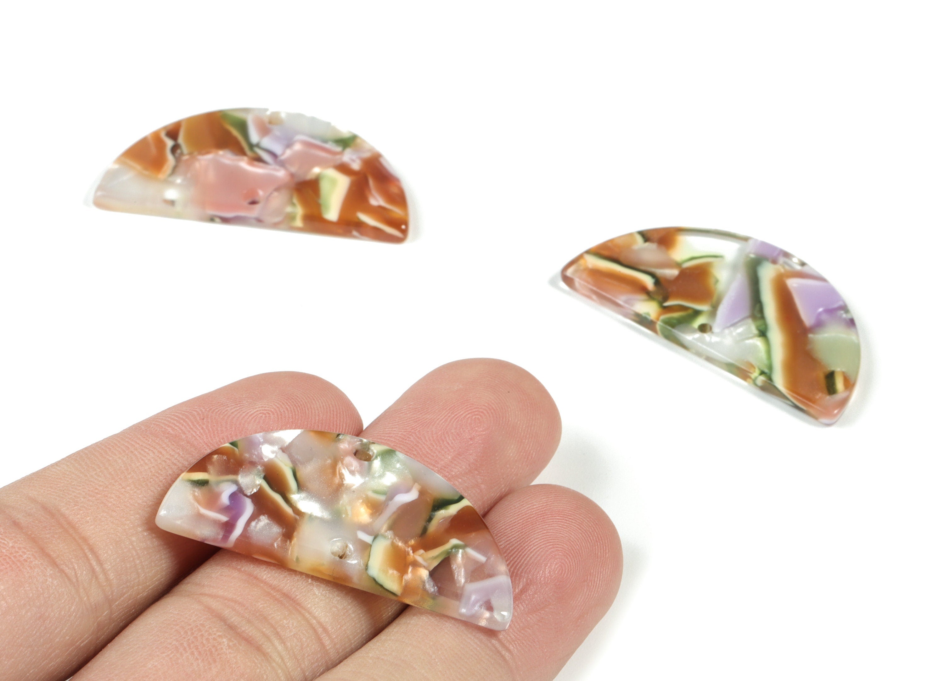 Acetate Semicircle Connectors - 2 Holes - Half Moon Earrings - Earring Findings - Color Code:A537 - 37.2x18.55x2.4mm - AC1794-A537 - DOMEDBAZAAR