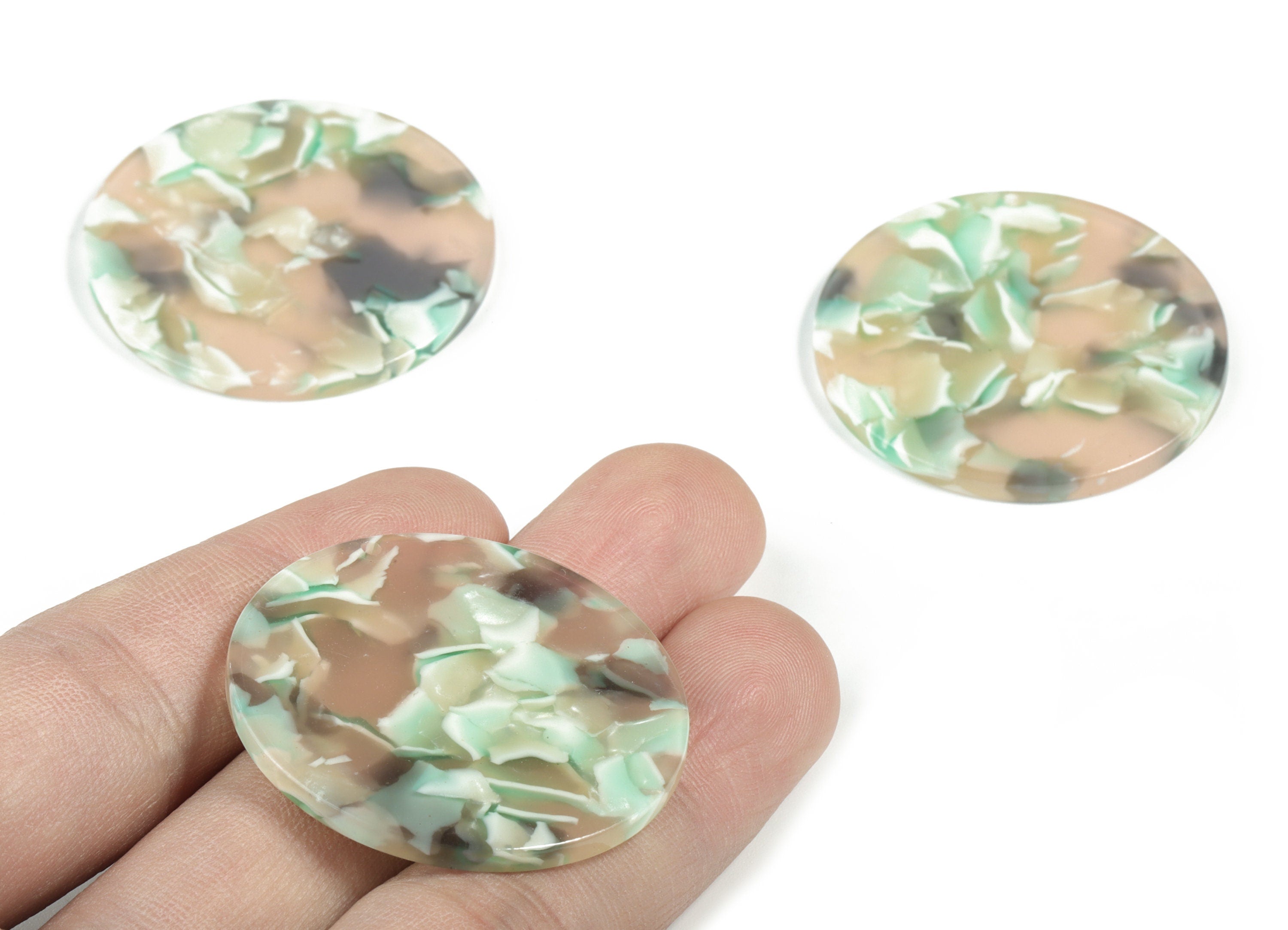 Acetate Round Charms - Coin Earring and Pendant - Earring Findings - Jewelry Supplies - Color Code: A265 - 37.57x37.57x2.55mm - AC1573-A265 - DOMEDBAZAAR