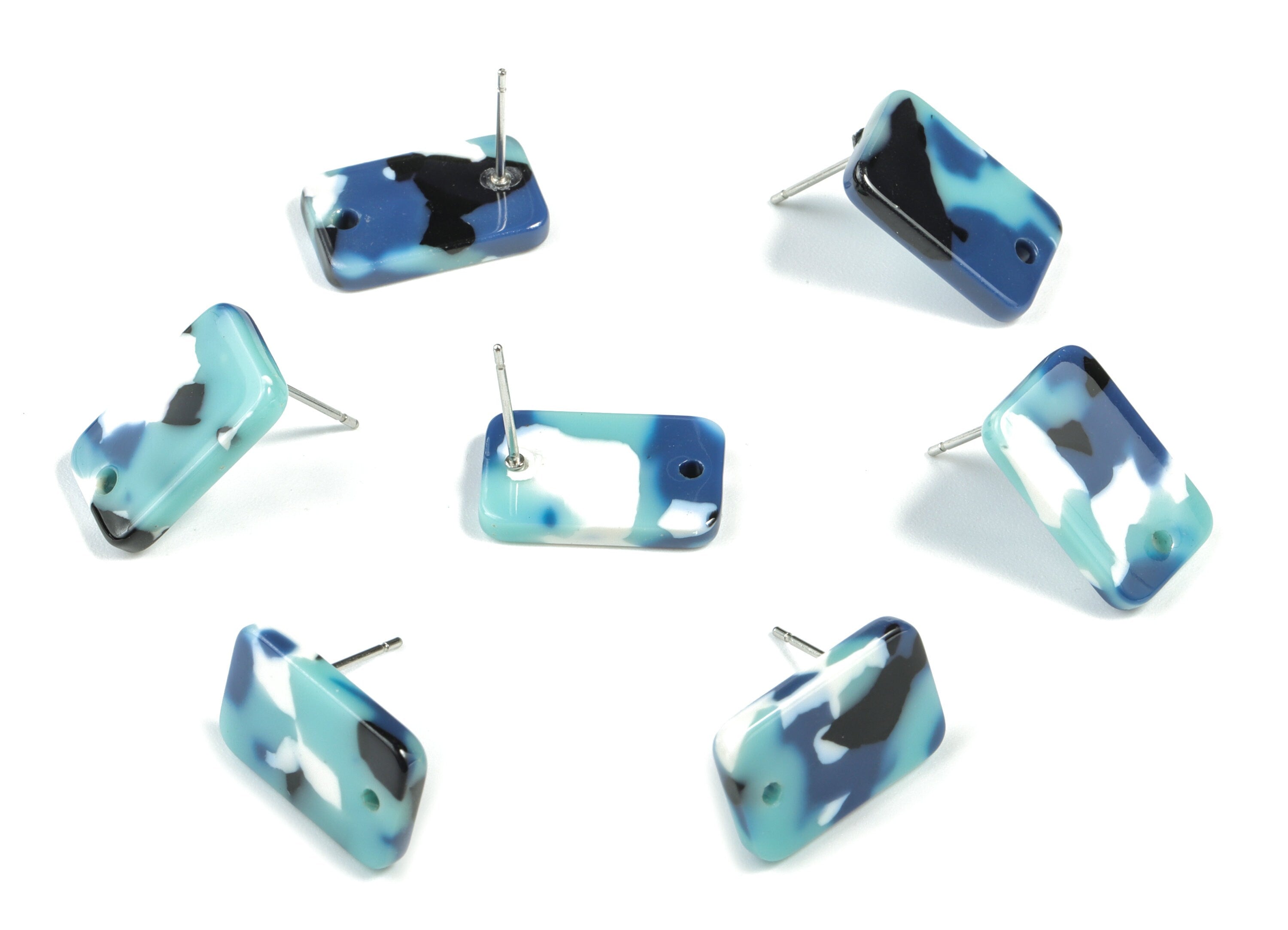 Acetate Acrylic Earring Post Charms - Stud Earring Charms - Square Shaped Earrings - Color Code: A16 - 16.9x10.9x2.7mm - AC1579-A16 - DOMEDBAZAAR