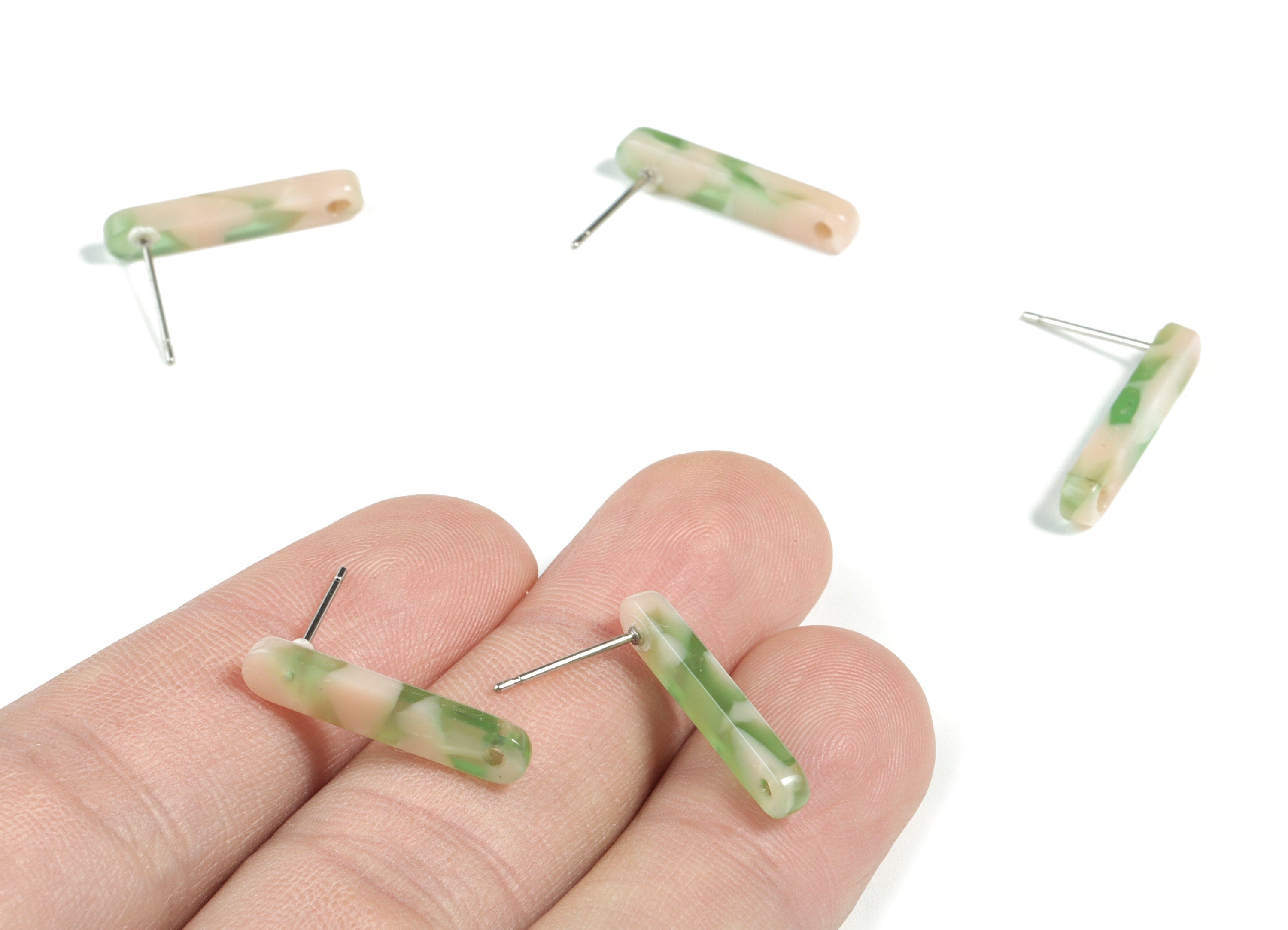 Acetate Stick Earring Post - Stick Earring Stud - Earring Post - Jewelry Supplies - Color Code: A38 - 20.6x4.27x2.6mm - AC1577-A38 - DOMEDBAZAAR