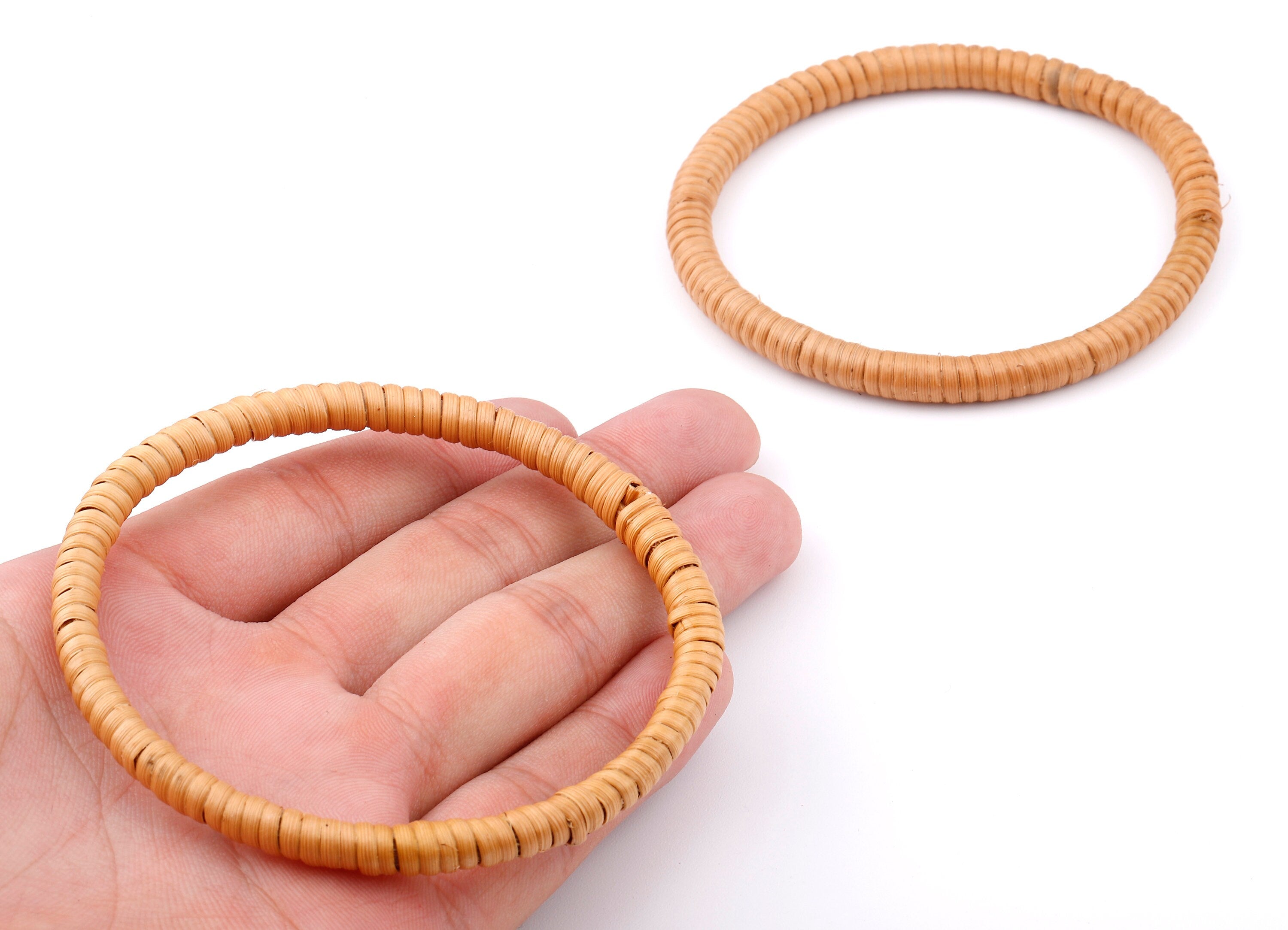 Handwoven Circle Rattan Bracelet - Circle Rattan Bracelet - Wooden Straw Bangle - Jewellery Handmade - 82.05x5.55mm - RT1312 - DOMEDBAZAAR