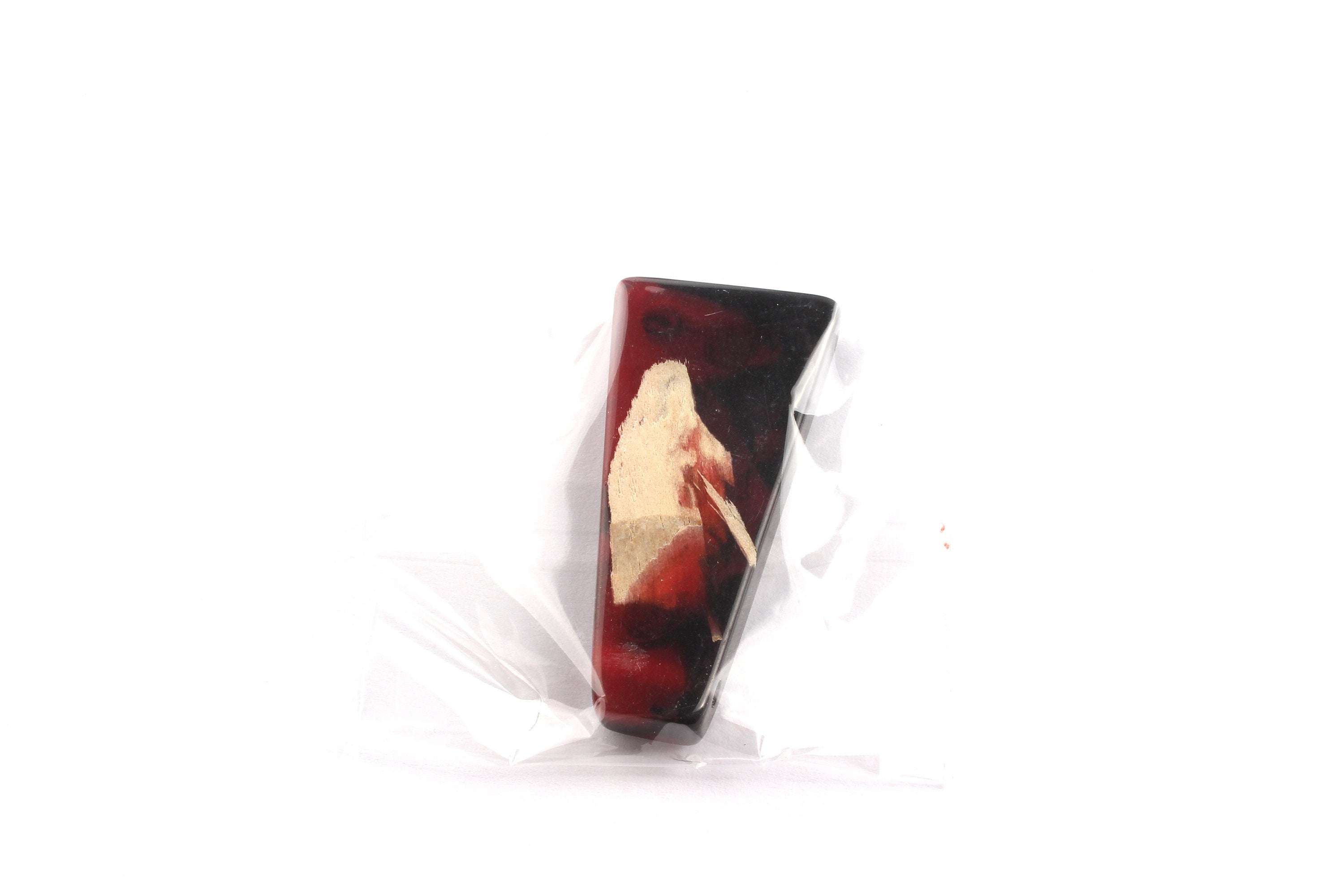 Epoxy Oak Bark Wood Pendant - Oak Bark Epoxy - Black and Red Mix Epoxy Pendant -46.1x21.6x6.76mm - BB1041C - DOMEDBAZAAR