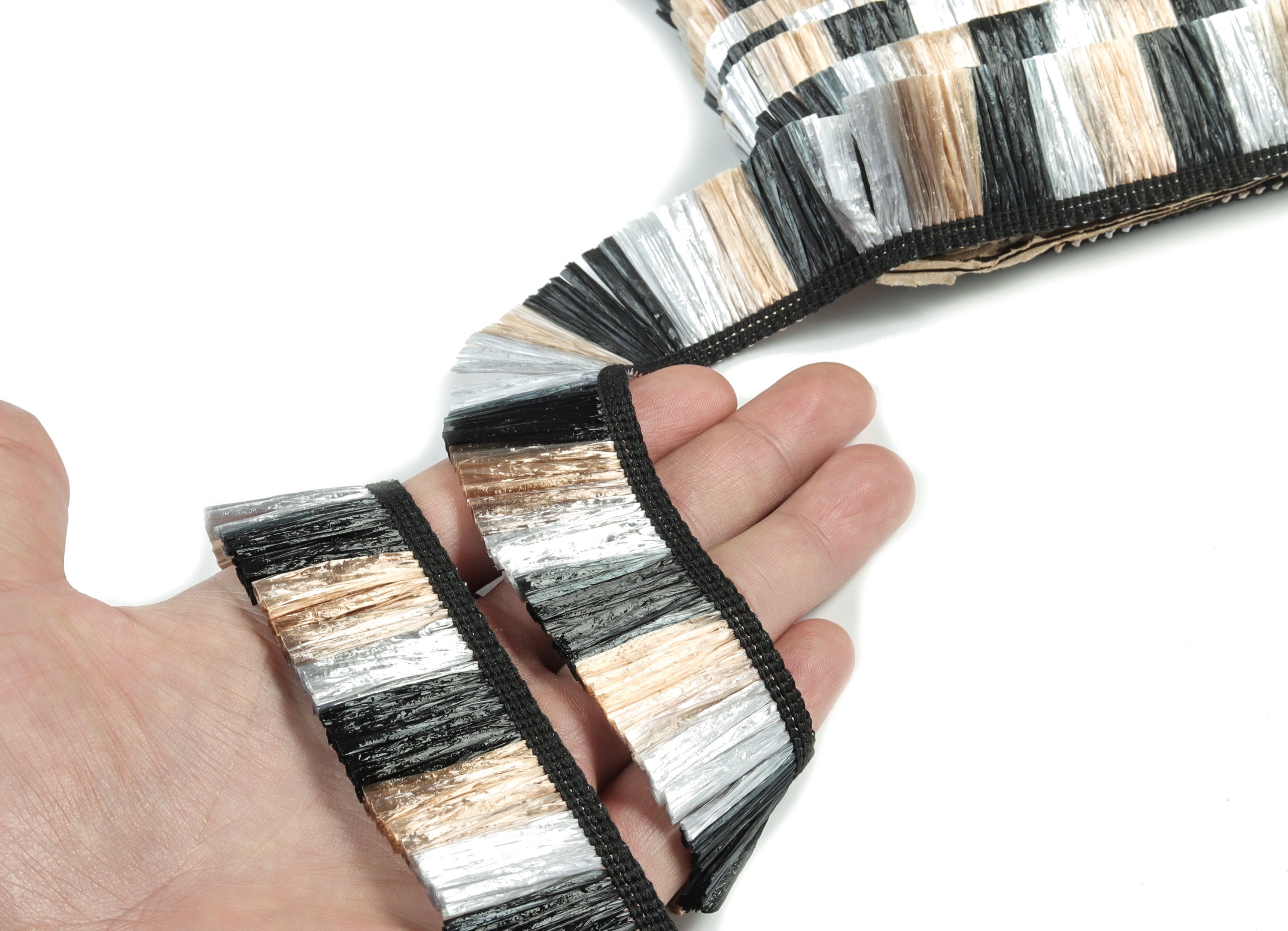 Raffia Tassels Strip - Natural Raffia Grass - Gold Silver Black Color Raffia Tassel Skirt - Jewelry Accessories - 25x2.8mm - RS1068 - DOMEDBAZAAR