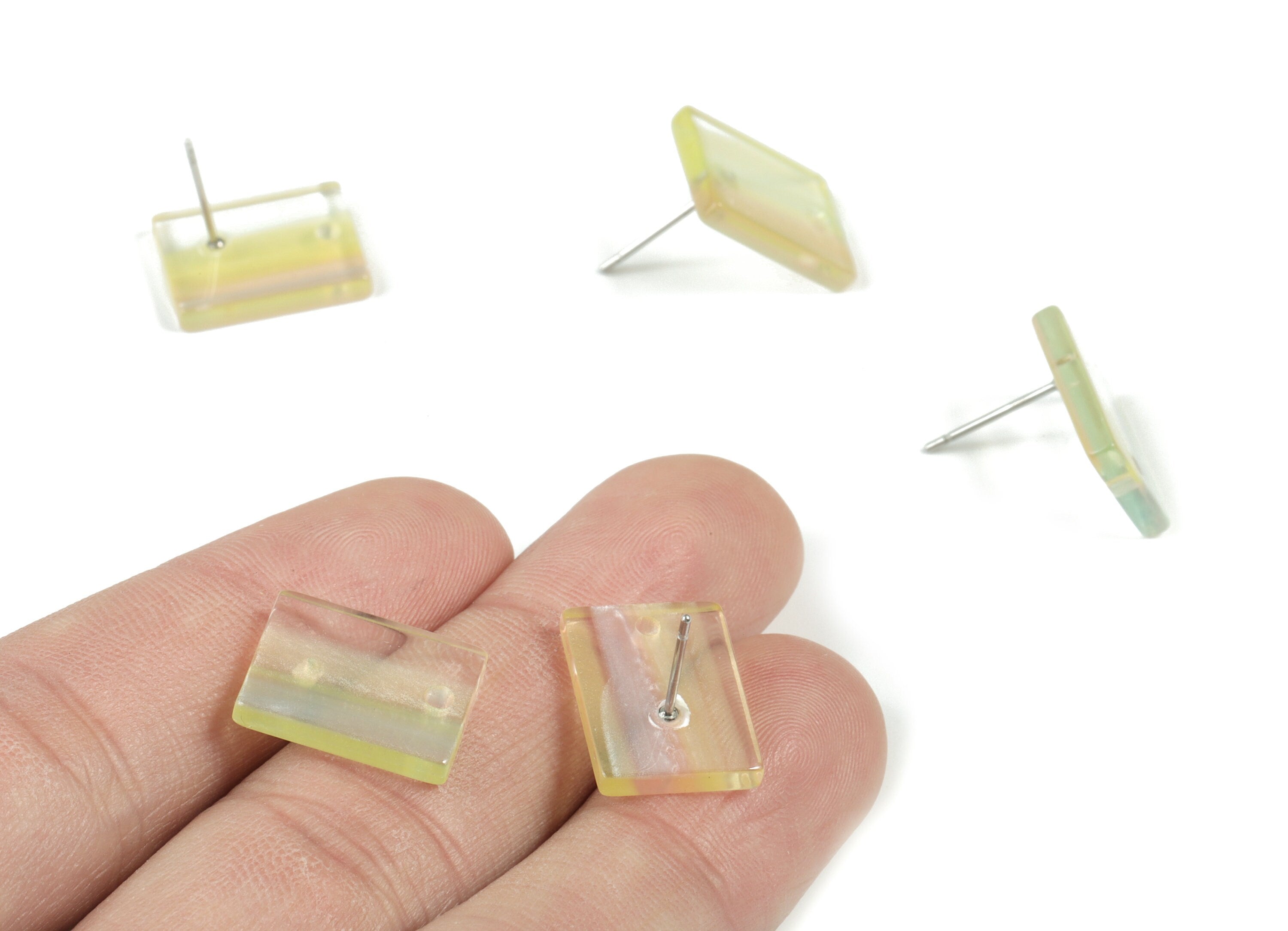 Acrylic Rectangle Earring Stud - Rectangle Earring Post - Surgical Stud - Jewelry Supplies - Color Code: A545 - 15.66x11.8x3mm - AC1663-A545 - DOMEDBAZAAR