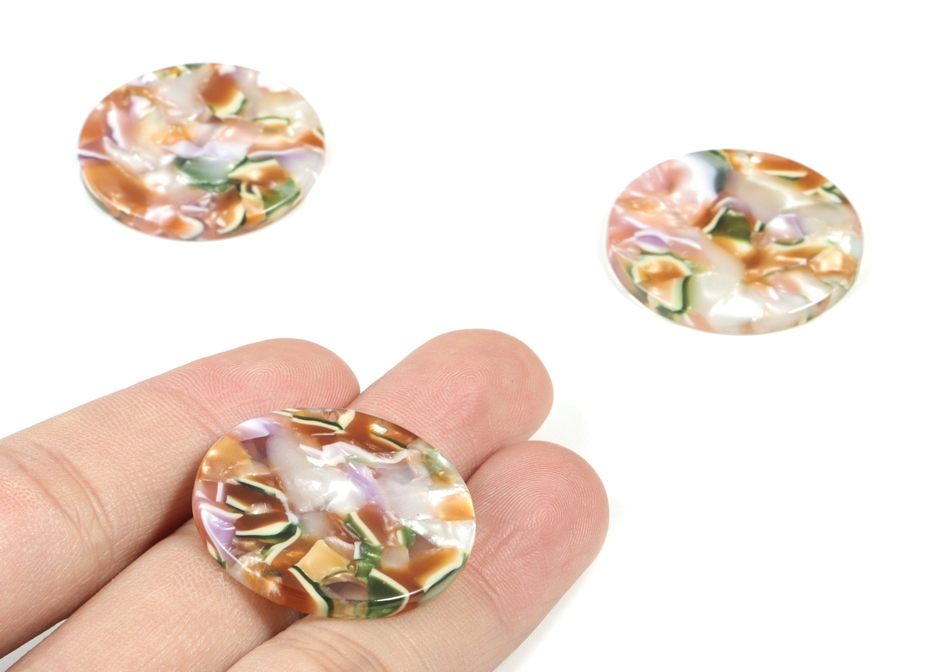 Acetate Round Earring Charms - Circle Pendant - Coin Charm - Jewelry Supplys - Color Code: A537 - 30.48x30.48x2.54mm - AC1315-A537 - DOMEDBAZAAR