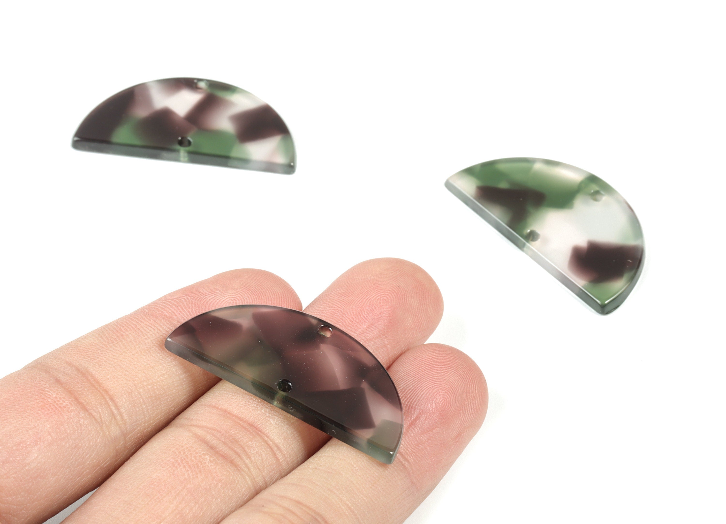 Acetate Semicircle Connectors - 2 Holes - Half Moon Earrings - Earring Findings - Color Code:A349 - 37.2x18.55x2.4mm - AC1794-A349 - DOMEDBAZAAR