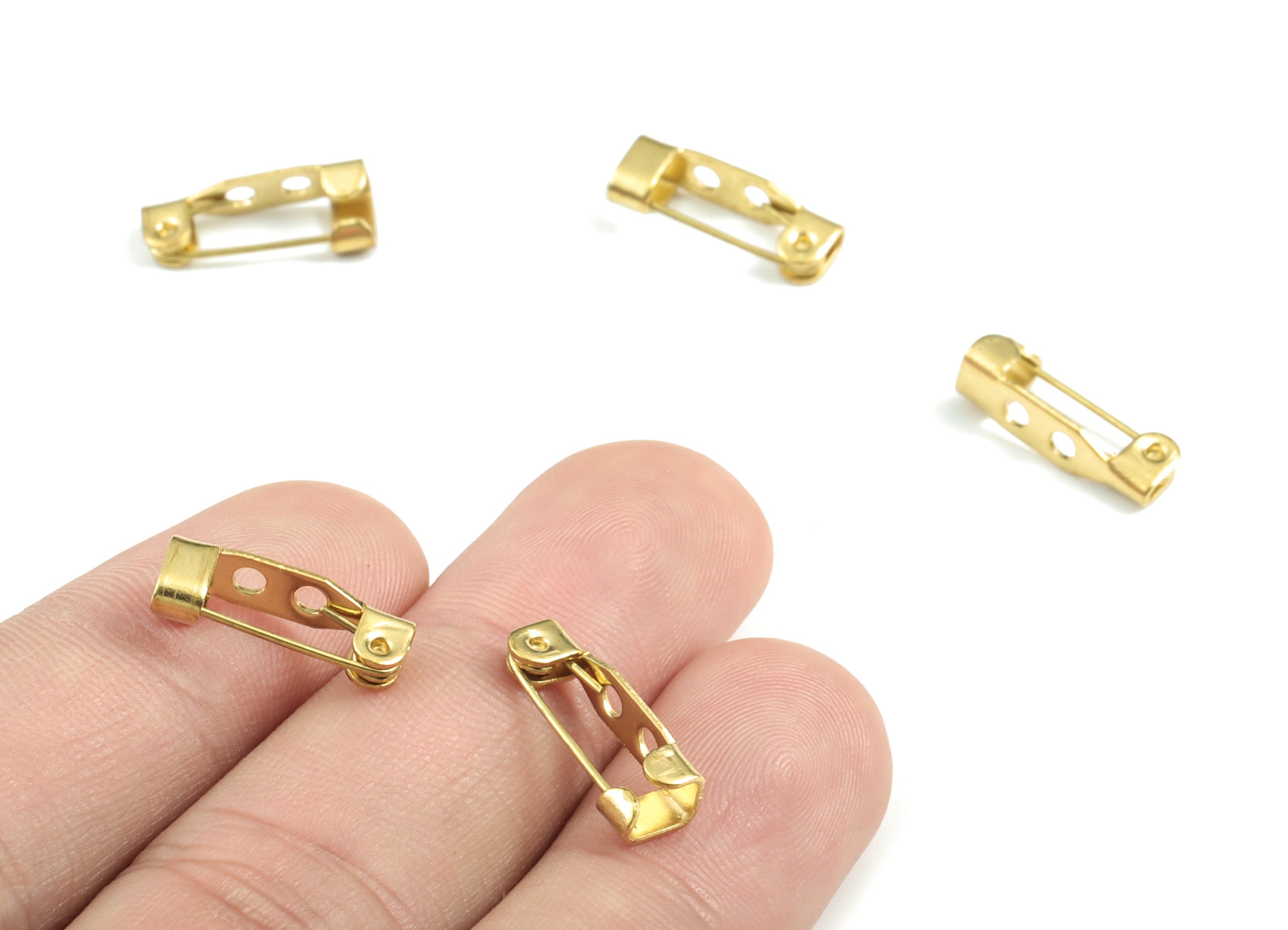 Brass Brooch Pins - Raw Brass Pins With 2 Holes - Jewelry Making - 16.27x5.9x2.55mm - PP2998 - DOMEDBAZAAR