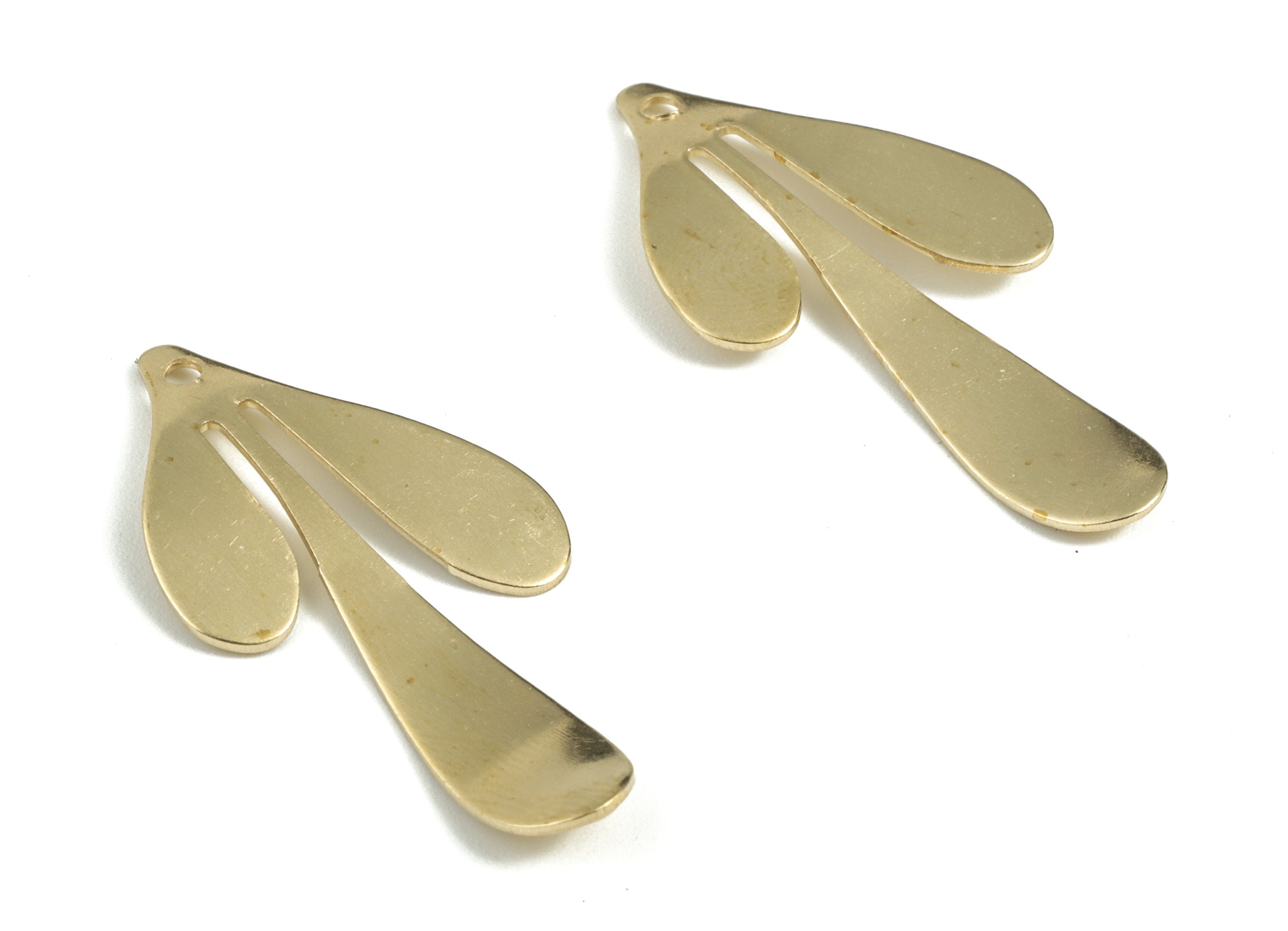 Brass Leaf Earring Charms - Raw Brass Leaf Pendant - Earring Findings - DIY Jewelry Making Supplies - 35.34x17.36x0.87mm - PP3621 - DOMEDBAZAAR