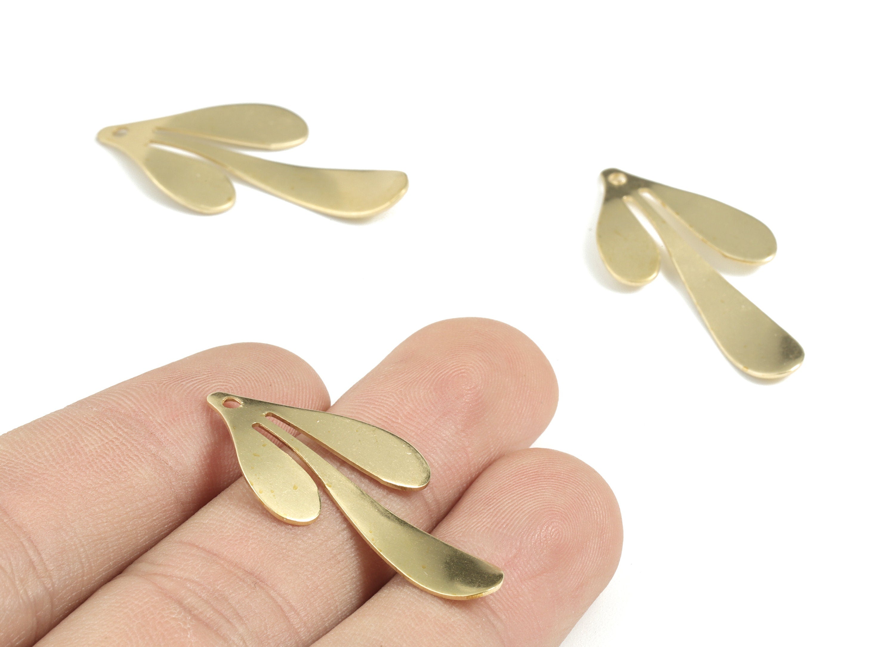Brass Leaf Earring Charms - Raw Brass Leaf Pendant - Earring Findings - DIY Jewelry Making Supplies - 35.34x17.36x0.87mm - PP3621 - DOMEDBAZAAR