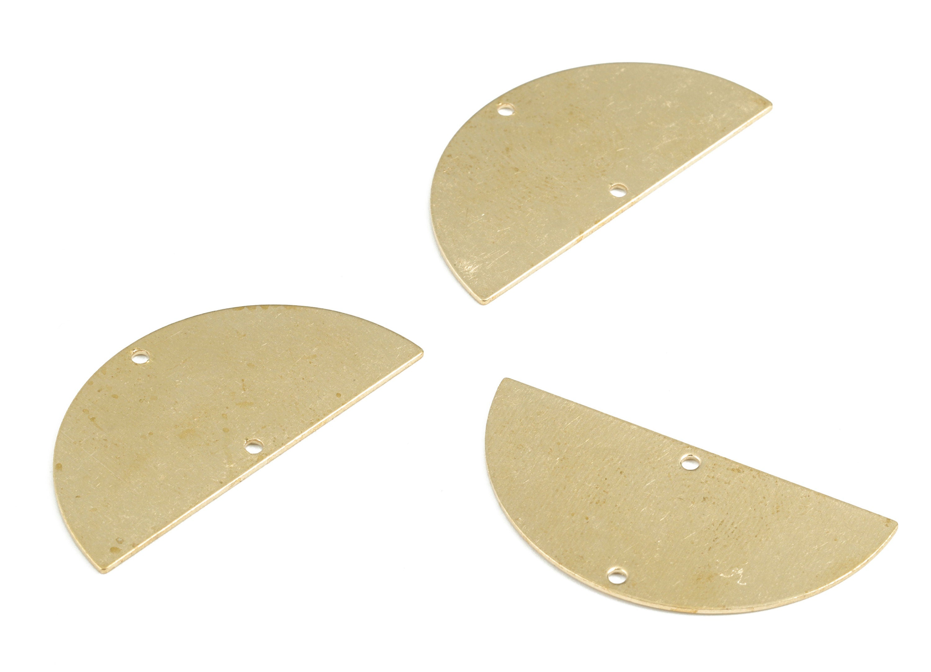Personalized stamping blank - Brass Solid D Shape Earring Connector - Raw Brass Half Moon Earring Charms - 35.93x17.5x0.7mm - PP3619 - DOMEDBAZAAR