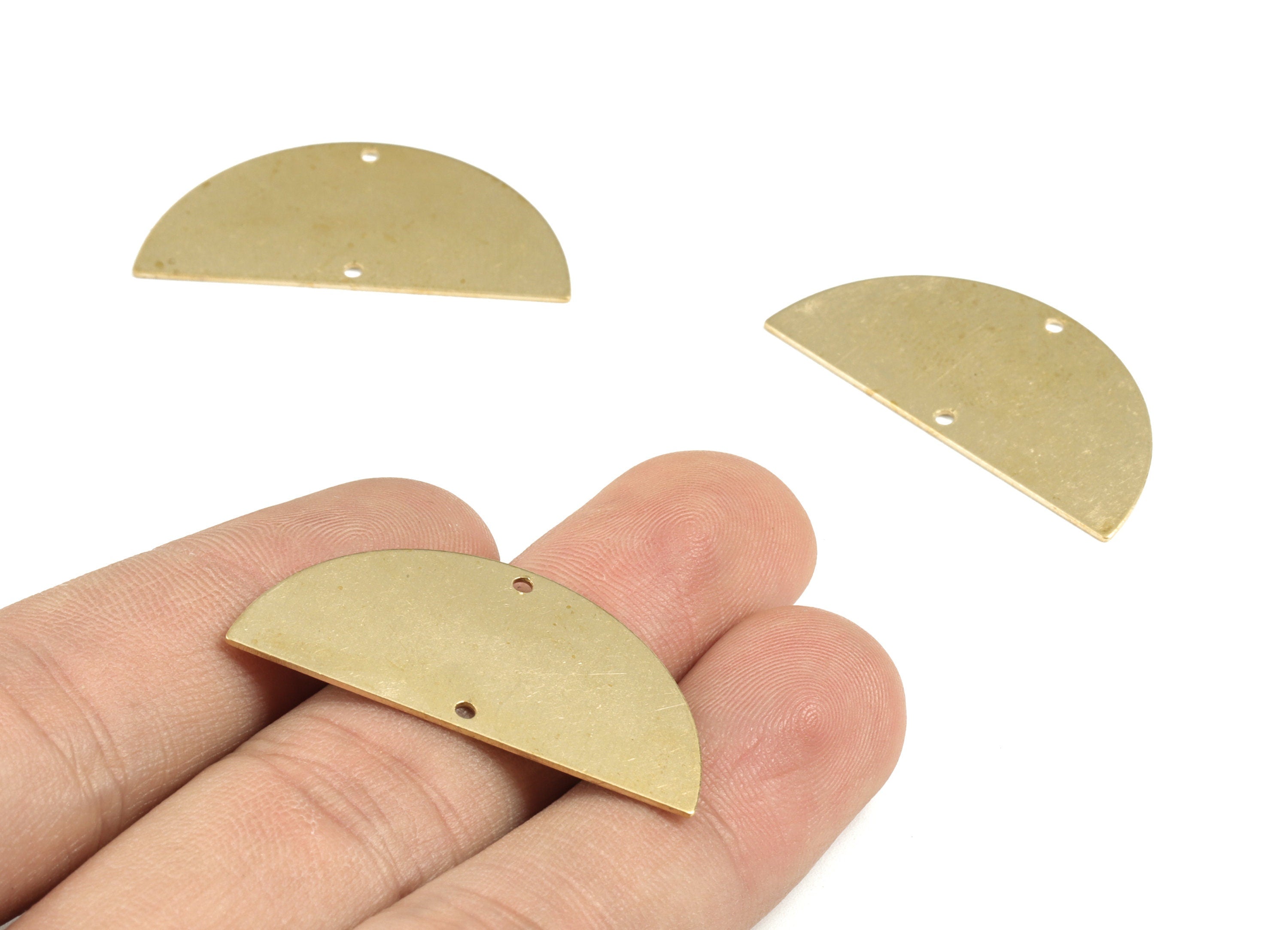 Personalized stamping blank - Brass Solid D Shape Earring Connector - Raw Brass Half Moon Earring Charms - 35.93x17.5x0.7mm - PP3619 - DOMEDBAZAAR
