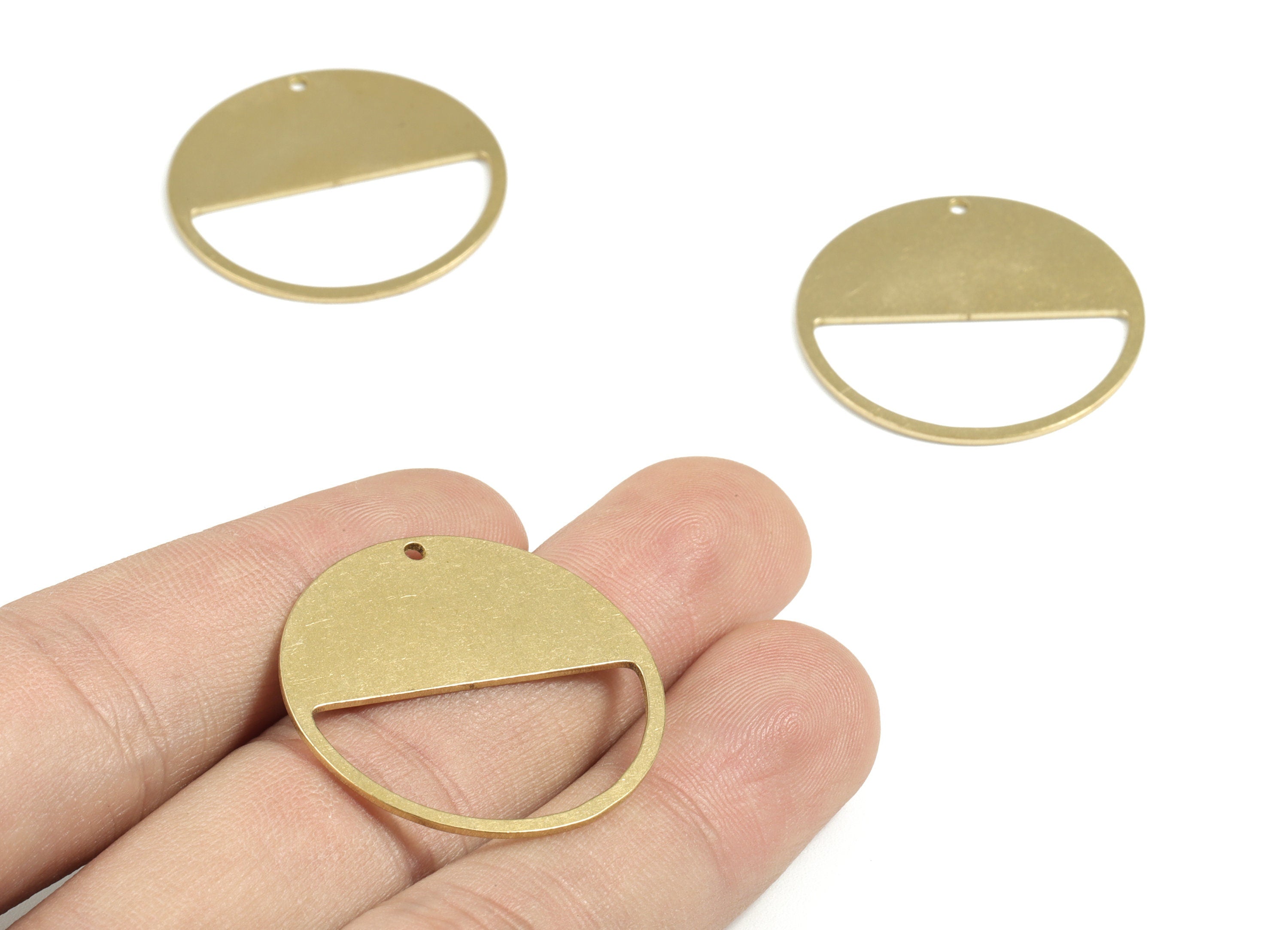 Personalized stamping blank - Brass Half Moon Earring Connector - Raw Brass Semi Circle Pendant - 29.98x29.92x0.77mm - PPM3064 - DOMEDBAZAAR