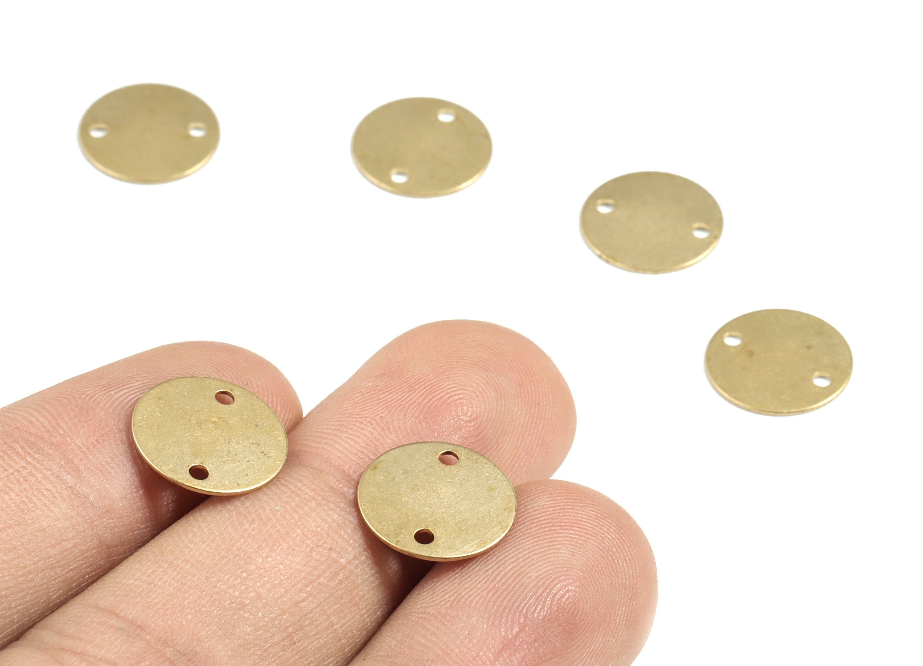 Brass Round Components Earring Connector - Raw Brass Circle Charms - Earring Findings - Jewelry Supplies - 11.98x11.98x0.65mm - PP3623 - DOMEDBAZAAR