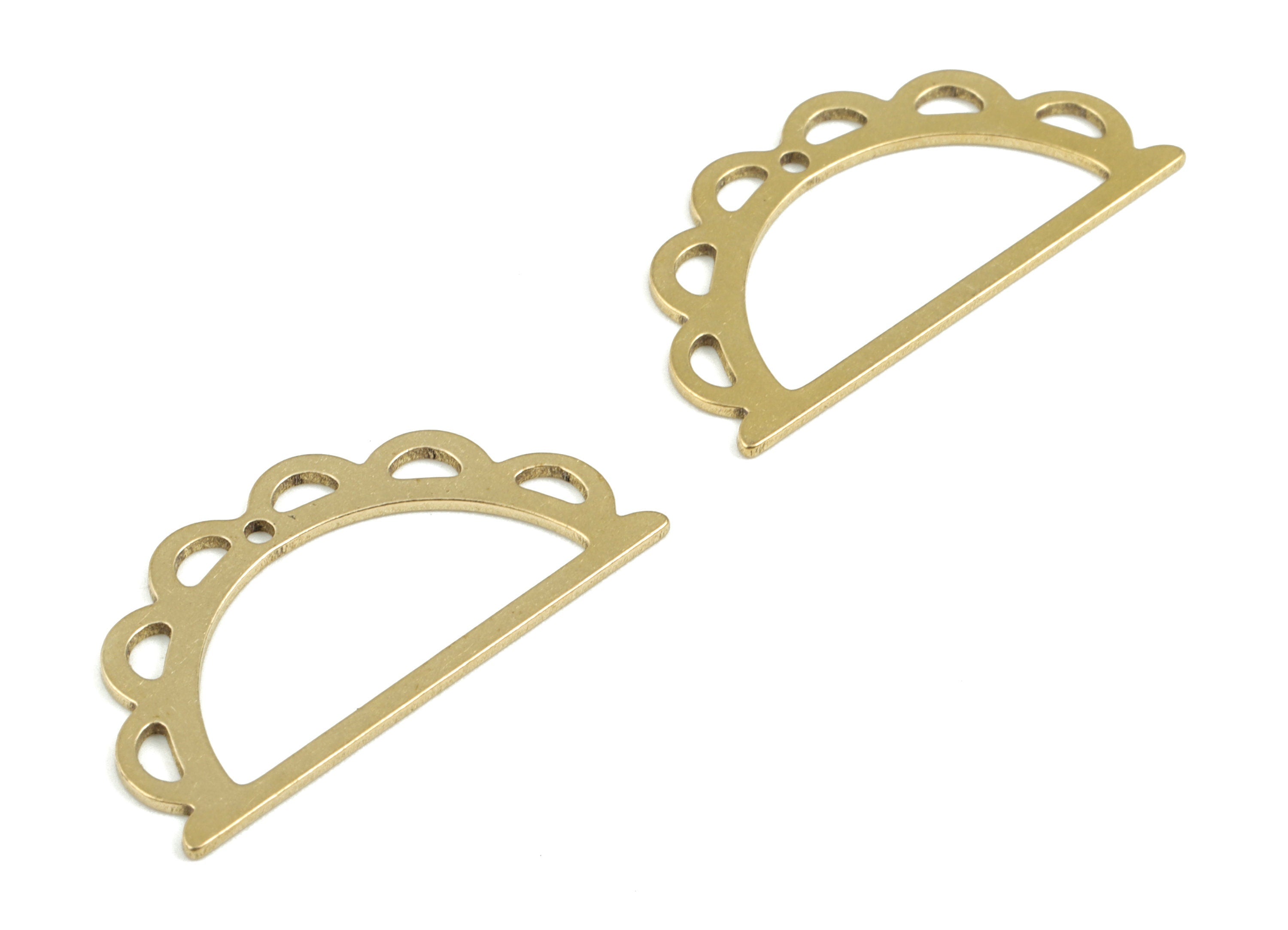Brass Semi Circle Earring Charms - Raw Brass Half Moon Pendant - Earrings Finding - Jewelry Supplies - 29.86x15.26x0.75mm - PPM3057 - DOMEDBAZAAR