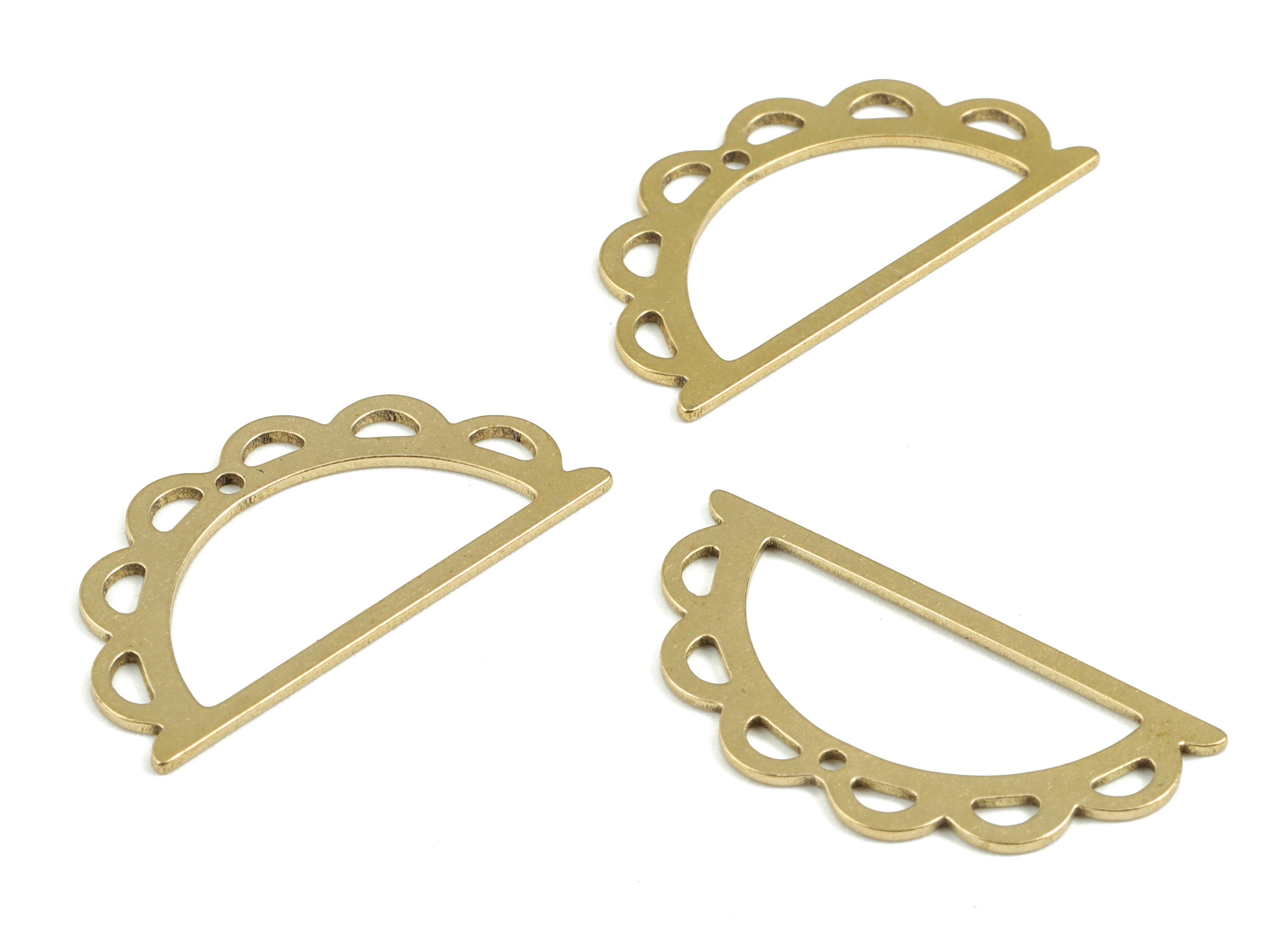 Brass Semi Circle Earring Charms - Raw Brass Half Moon Pendant - Earrings Finding - Jewelry Supplies - 29.86x15.26x0.75mm - PPM3057 - DOMEDBAZAAR