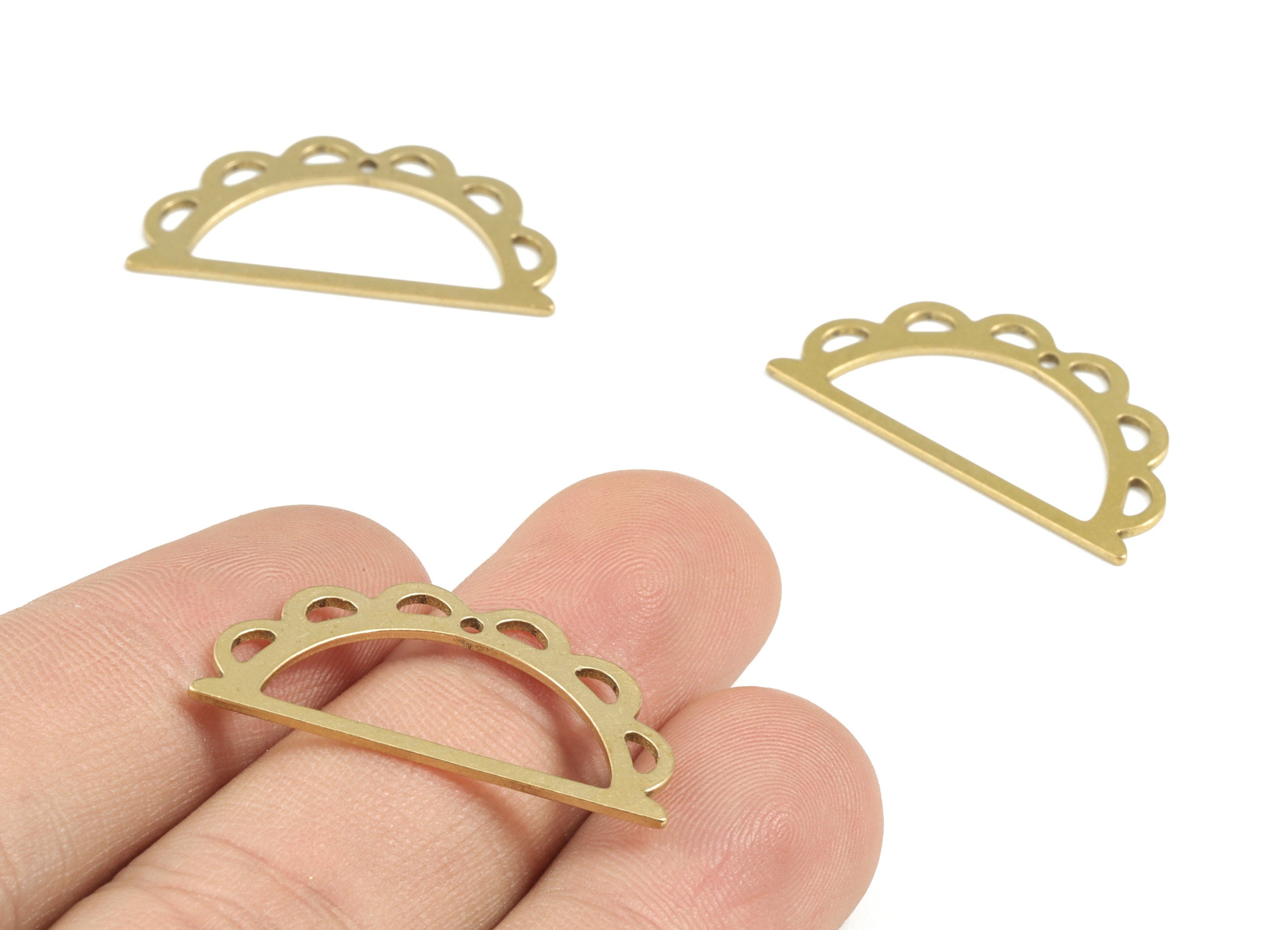 Brass Semi Circle Earring Charms - Raw Brass Half Moon Pendant - Earrings Finding - Jewelry Supplies - 29.86x15.26x0.75mm - PPM3057 - DOMEDBAZAAR