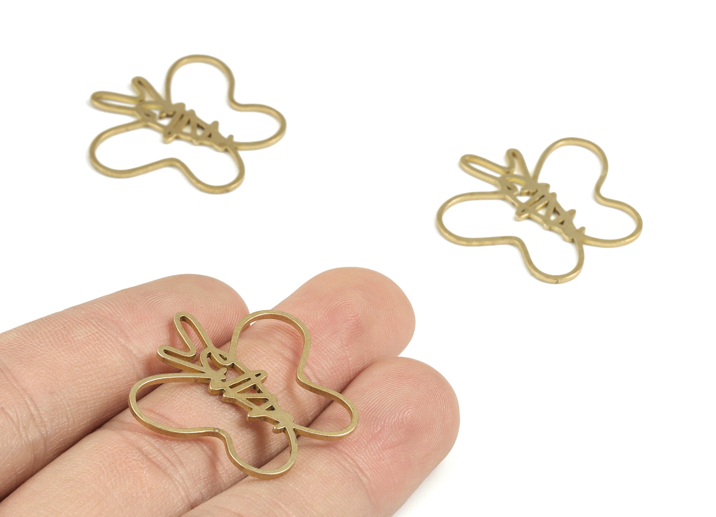 Brass Butterfly Earring Charms - Raw Brass Butterfly Pendant - Hollow Butterfly Charm - Jewelry Supplies - 30.86x29.1x0.99mm - PP3745 - DOMEDBAZAAR