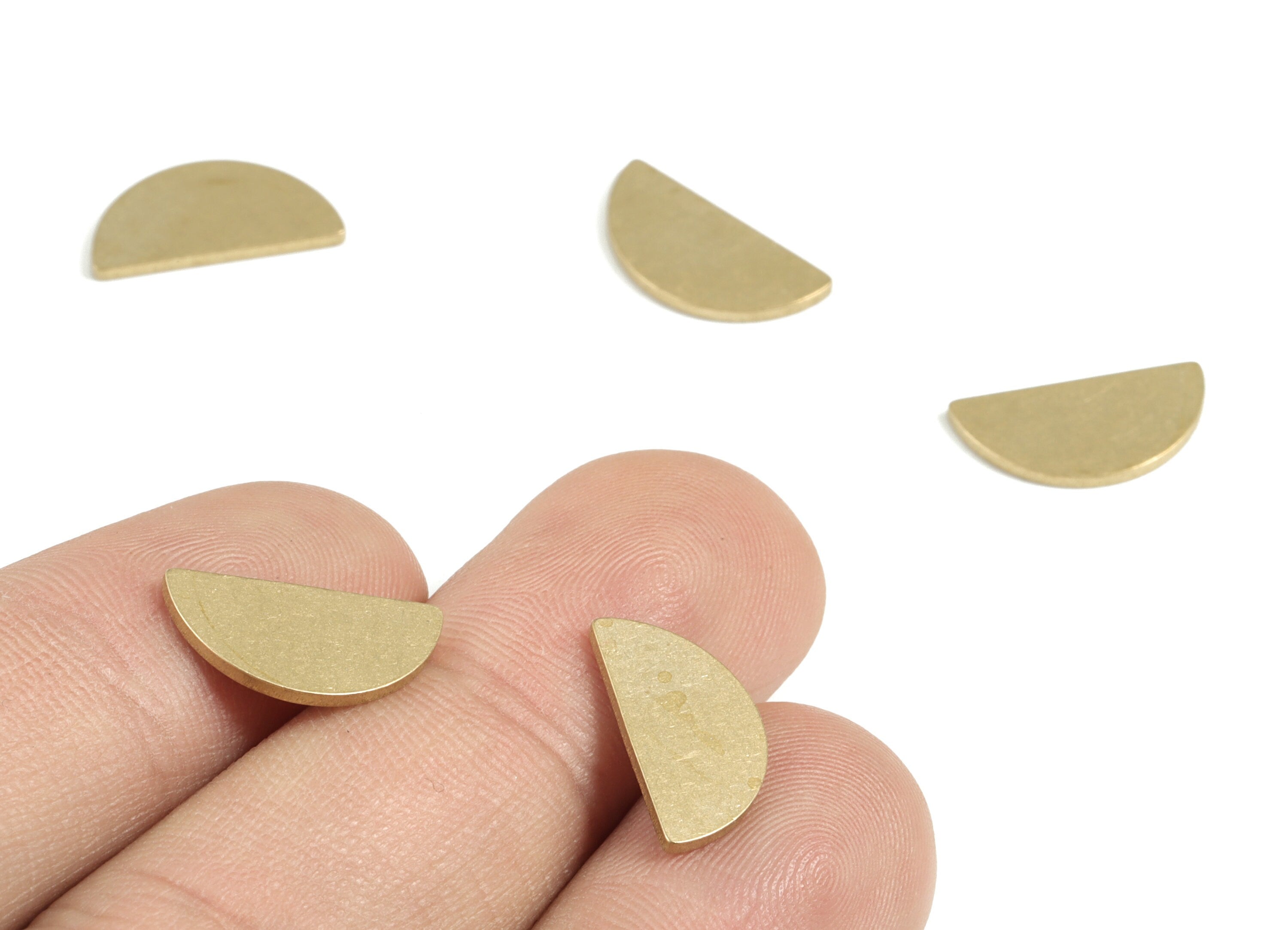 Brass Semi circle Blank - Raw Brass Half Moon Blank - Brass Stamping Tag - Brass Blank Findings - 14.84x7.46x0.96mm - PP3628 - DOMEDBAZAAR