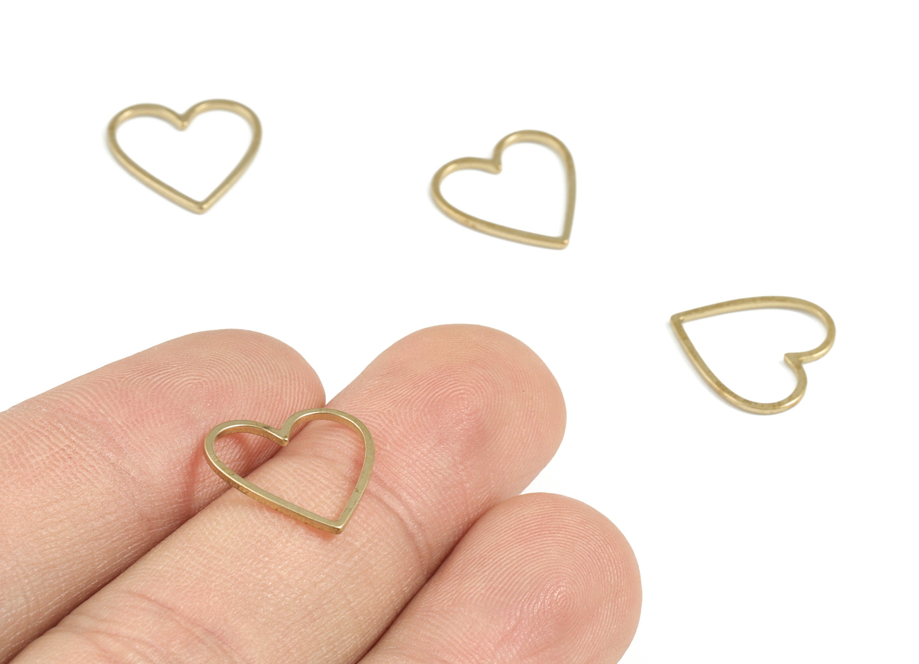 Brass Heart Earring Charms - Raw Brass Heart Pendant - Earring Findings - Jewelry Supplies - 14.25x14.17x0.77mm - PP3699 - DOMEDBAZAAR