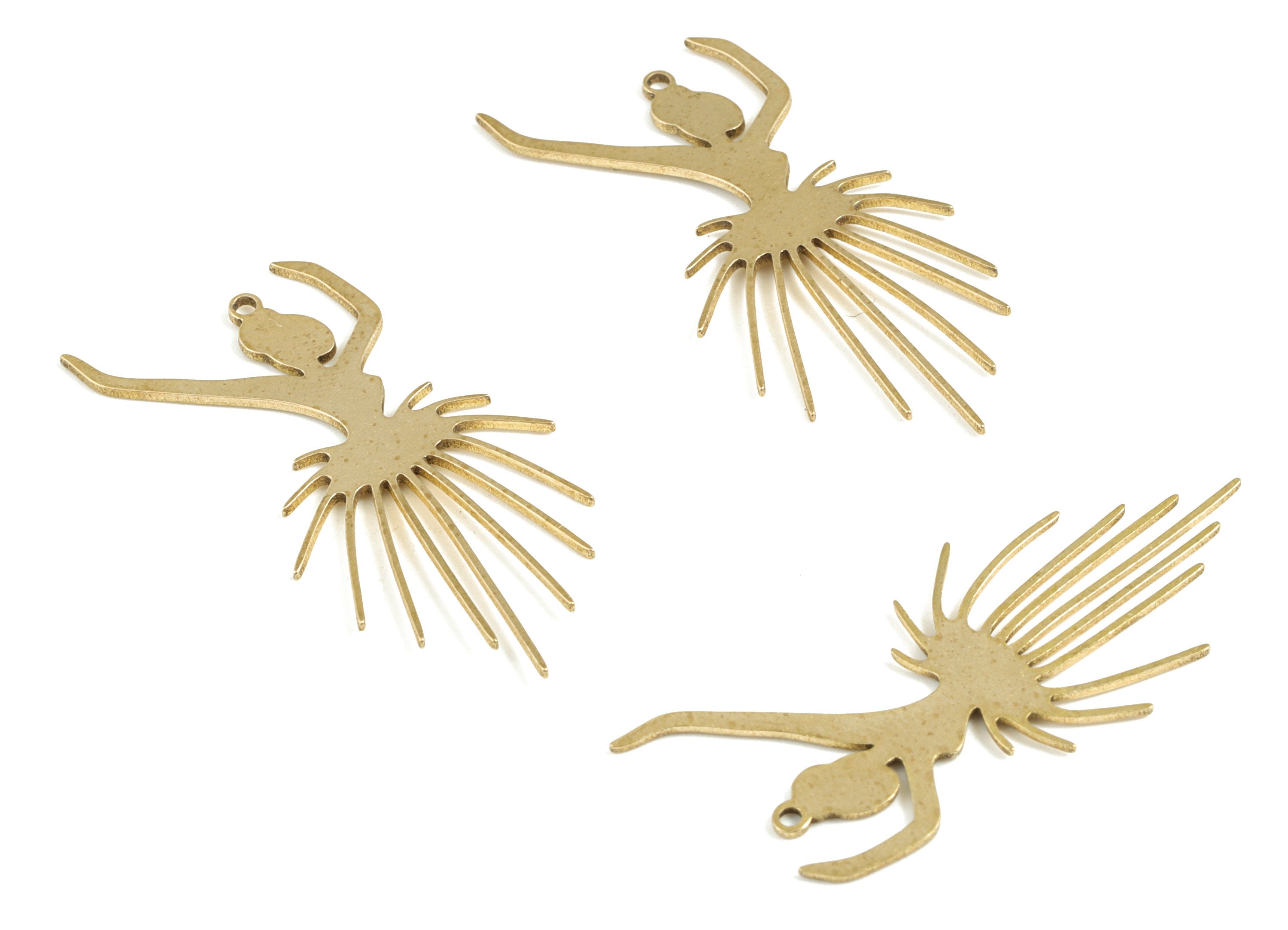 Brass Ballet Lady Earring Charms - Raw Brass Ballet Lady Pendant - Earring Findings - Jewelry Supplies - 41.2x18.48x0.79mm - PP3711 - DOMEDBAZAAR