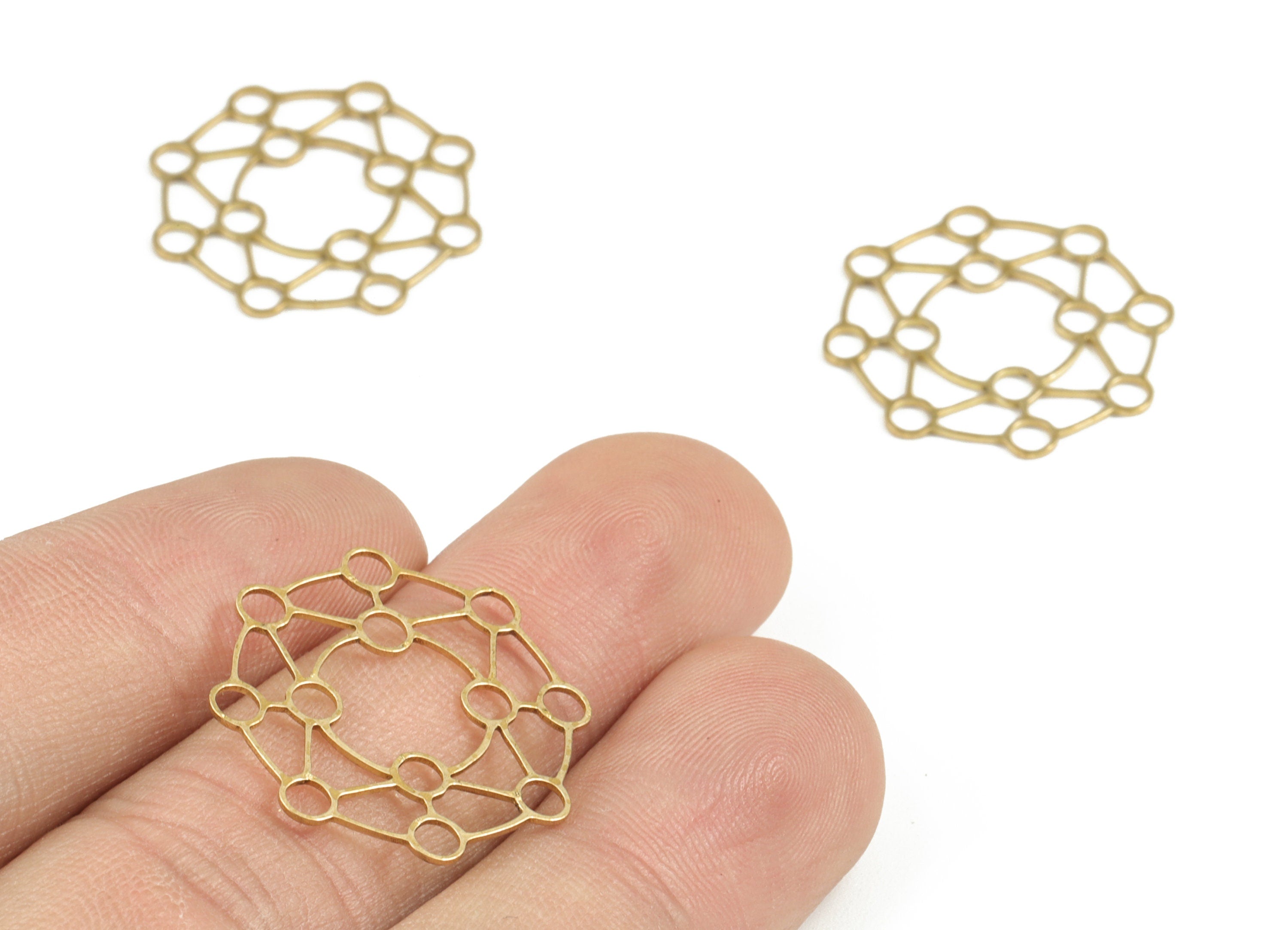 Brass Geometry Earring Charms - Raw Brass Geometry Pendant - Earring Findings - Jewelry Supplies - 23.28x21.9x0.68mm - PP3748 - DOMEDBAZAAR