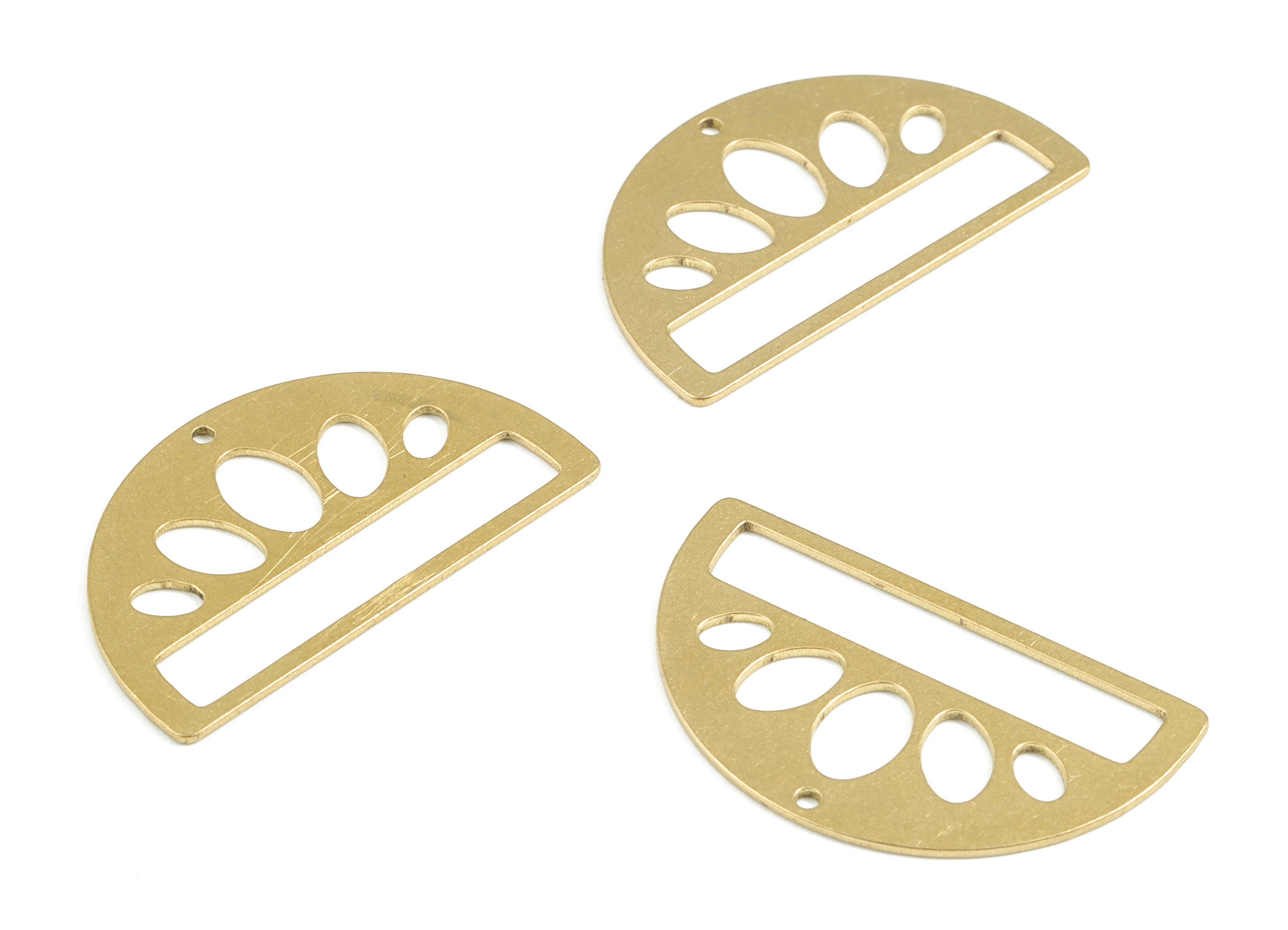 HALF MOON Earring Connector - Raw Brass Semi Circle Charm - Pendant Findings - DIY Jewelry Making Supplies - 34.97X20.66X0.76 mm - PPM3065 - DOMEDBAZAAR