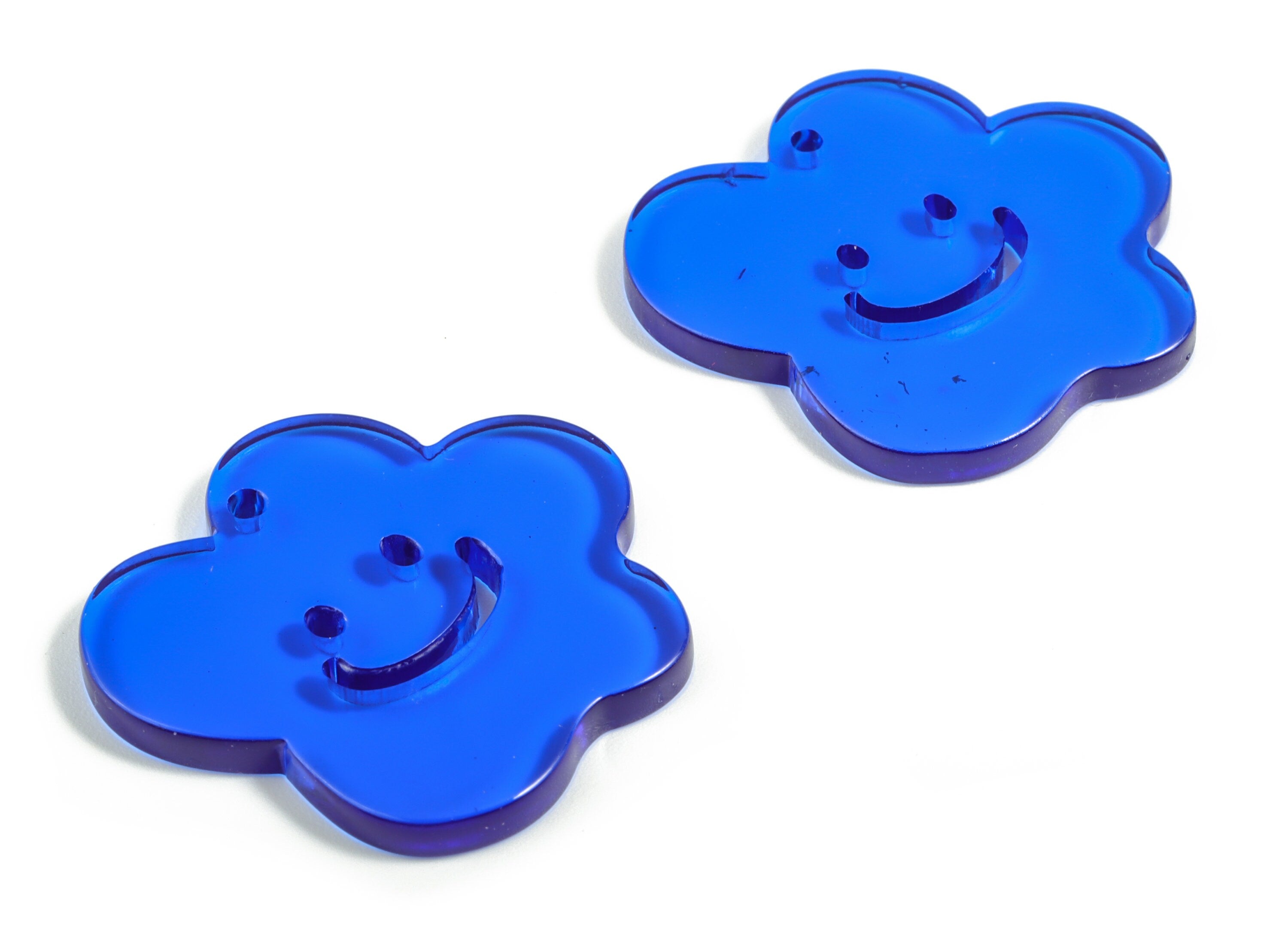 Bead door window curtain - Acrylic Smiley Flower wind bell chimes - Blue Leaf Earring Charms - Color Code:A70 - 33x31x3mm - AC2137-A70 - DOMEDBAZAAR