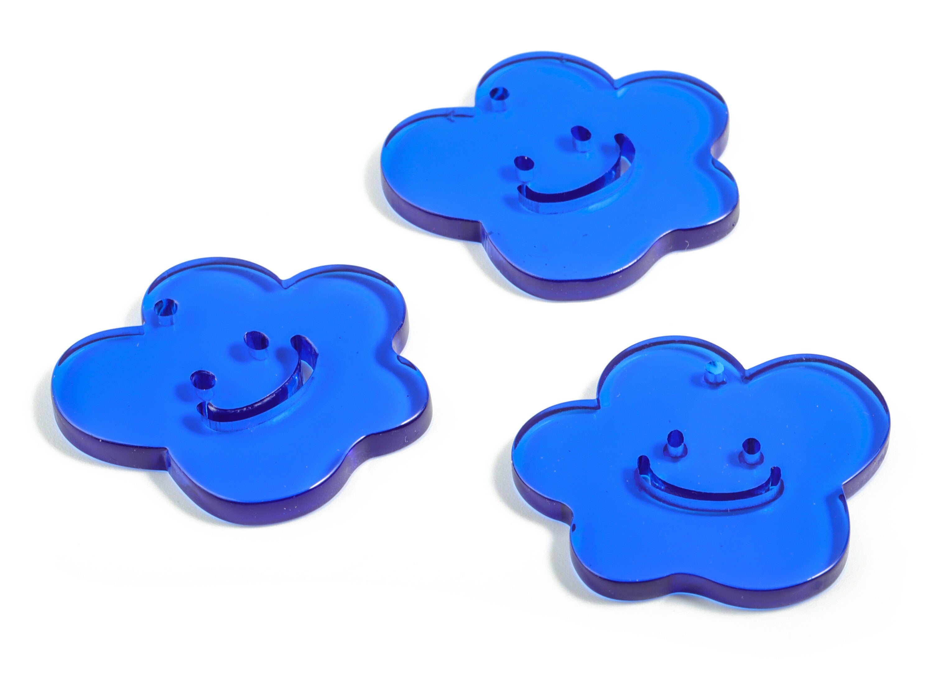 Bead door window curtain - Acrylic Smiley Flower wind bell chimes - Blue Leaf Earring Charms - Color Code:A70 - 33x31x3mm - AC2137-A70 - DOMEDBAZAAR