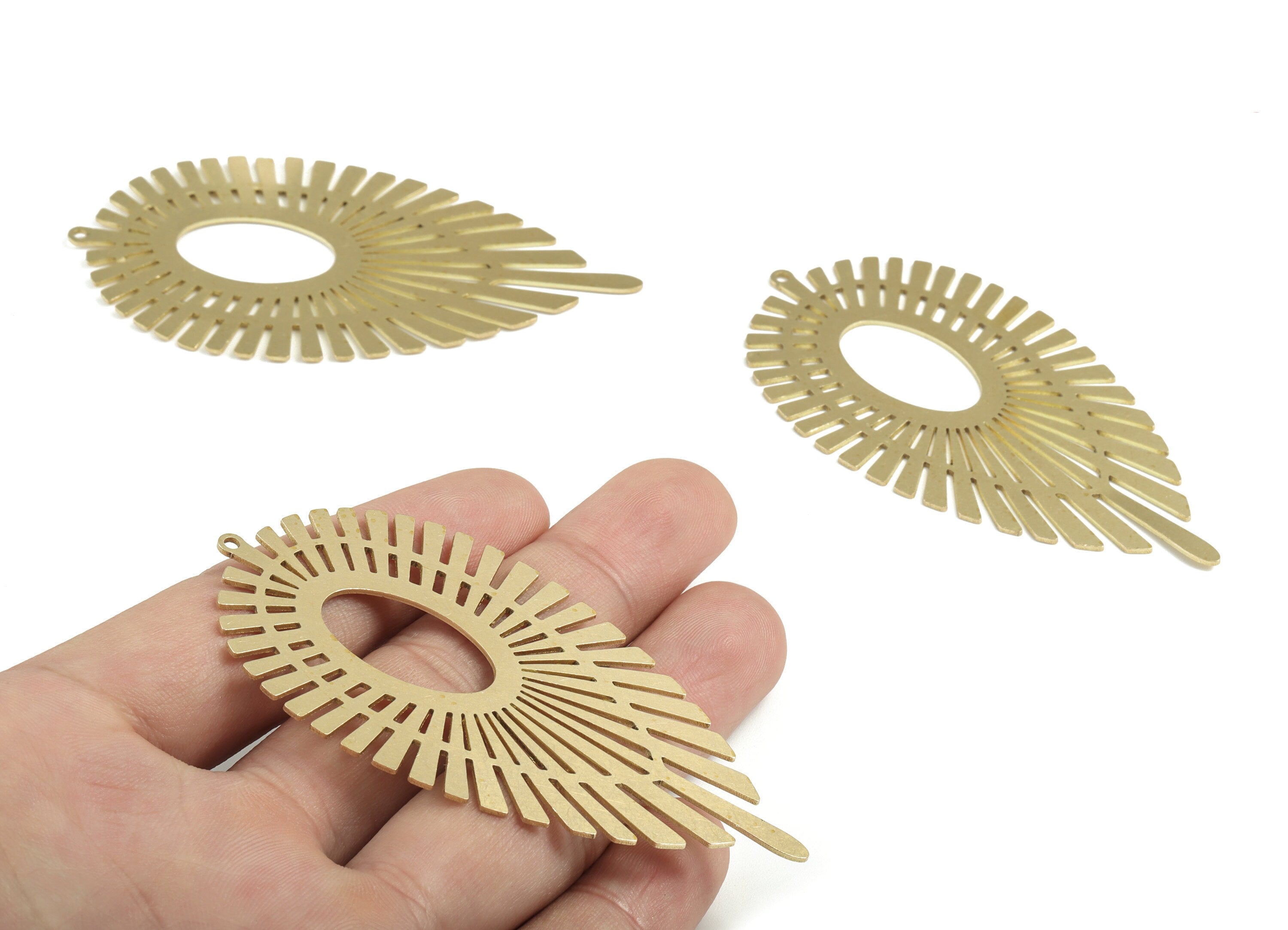 Brass Marquise Earring Charms - Raw Brass Hallow Out Pendant - Earring Findings - Jewelry Supplies - 79.14x41.07x0.86mm - PP3689 - DOMEDBAZAAR