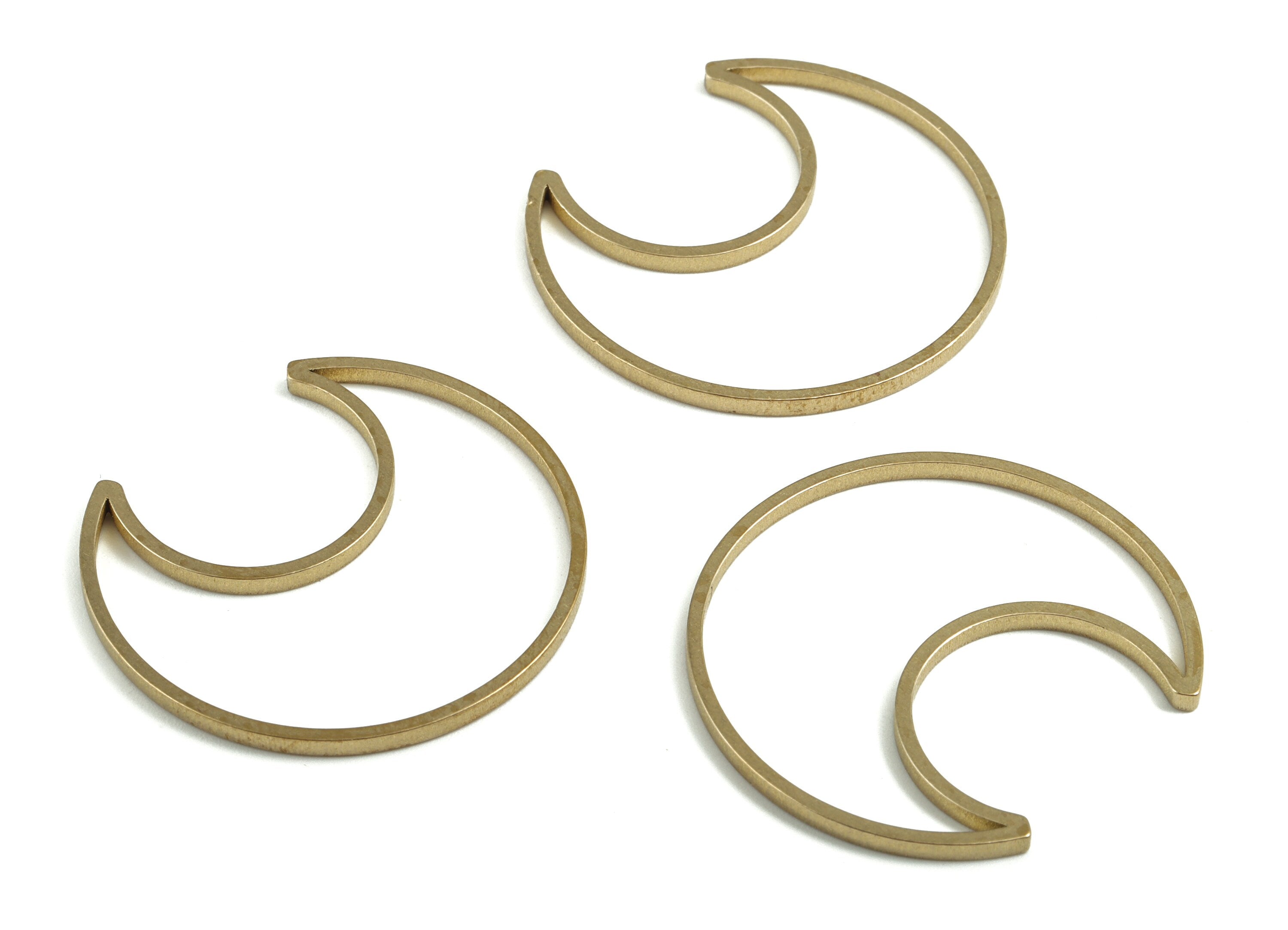 Brass Hollow Crescent Moon Pendant Charm – Raw Brass Geometric Moon Earring – Earring Finding – Jewelry Crafts - 35.98x33.67x1.72mm - PP3754 - DOMEDBAZAAR