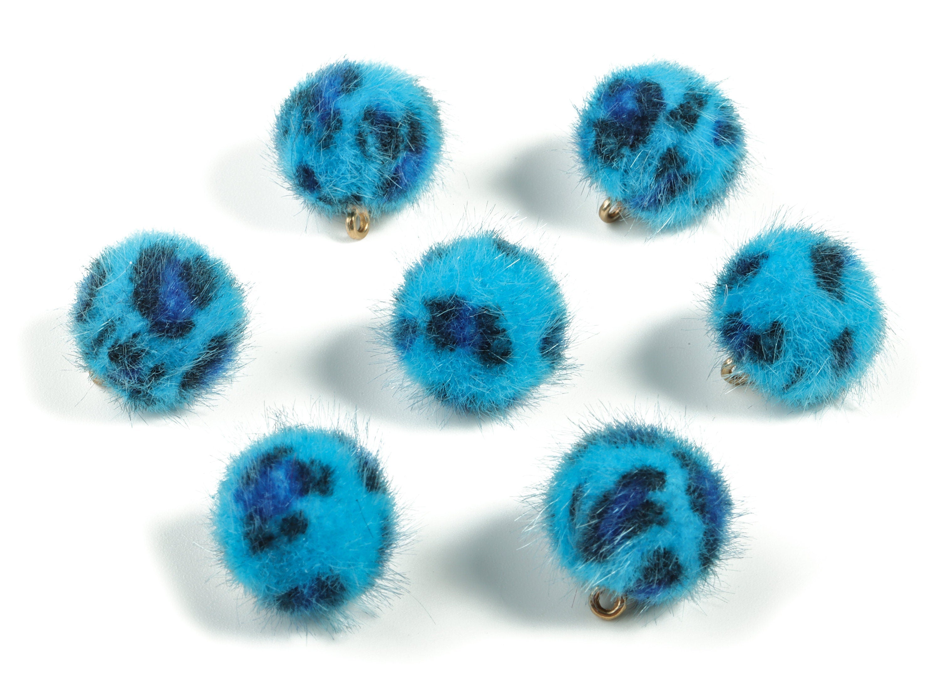 Pom Pom Earring Charms - Fur Ball Pendant - Aluminum Alloy - Earring Findings - Jewelry Accessories - 17.6x15x15mm - TT1008B - DOMEDBAZAAR
