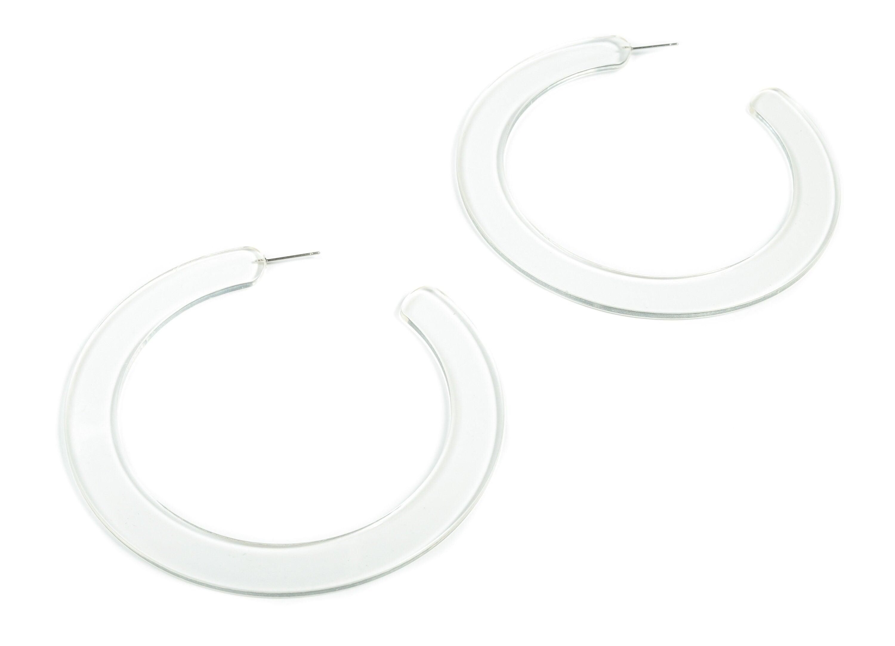 Open Hoop Earrings Stud - 3.3 inch Hoop Earring - Acetate Transparent Round Earring Post - Color Code: A63 - 84.9x84.5x2.5mm - AC1831-A63 - DOMEDBAZAAR