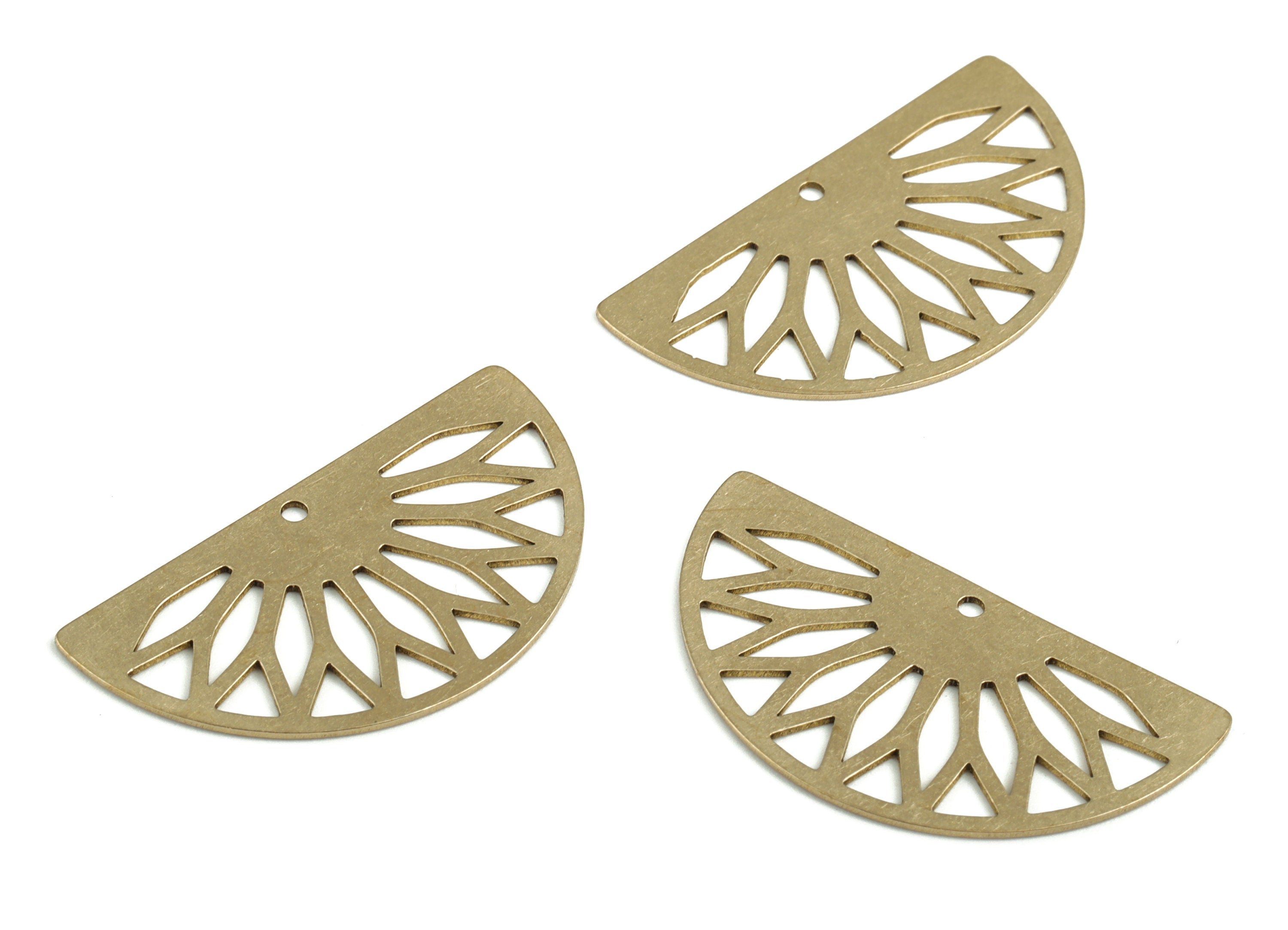 Brass Half Moon Earring Charms - Raw Brass Semi Circle Pendant - Jewelry Making Supplies - 33.23x18.07x0.59mm - PPM4051 - DOMEDBAZAAR