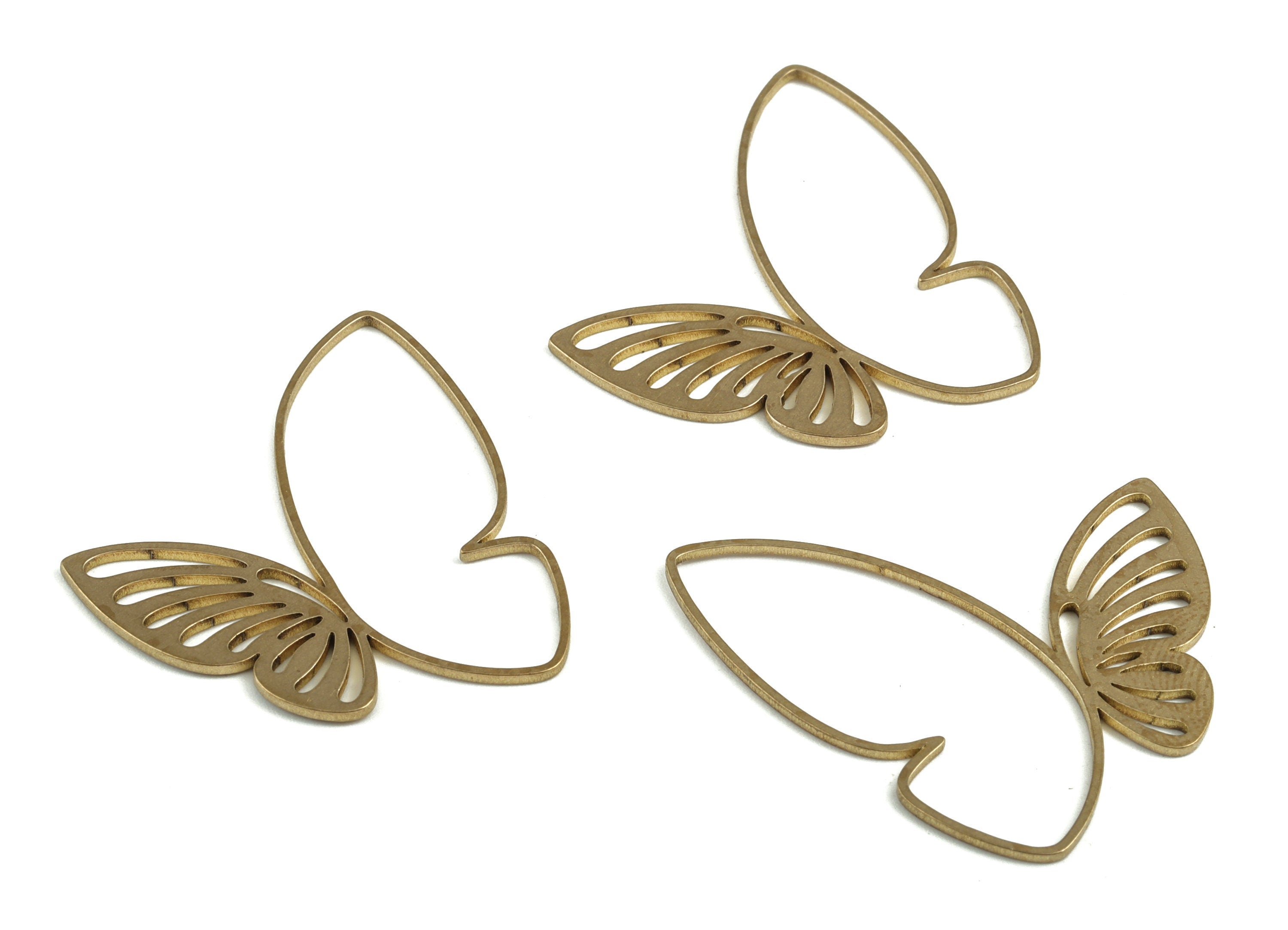 Brass Butterfly Earring Charms - Raw Brass Butterfly Pendant - Earring Findings - Jewelry Supplies - 35.67x34.78x0.97mm - PP3741 - DOMEDBAZAAR
