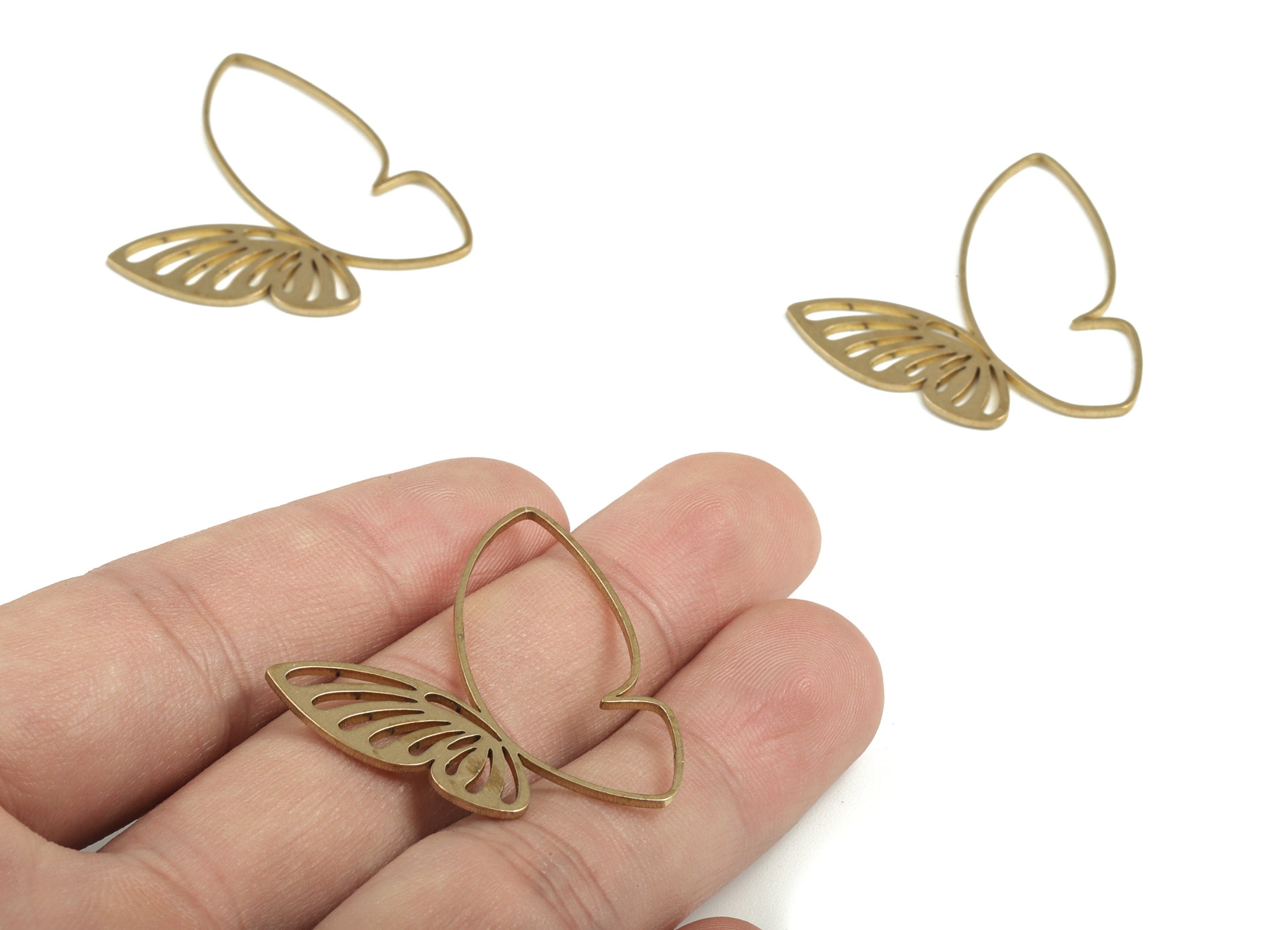Brass Butterfly Earring Charms - Raw Brass Butterfly Pendant - Earring Findings - Jewelry Supplies - 35.67x34.78x0.97mm - PP3741 - DOMEDBAZAAR