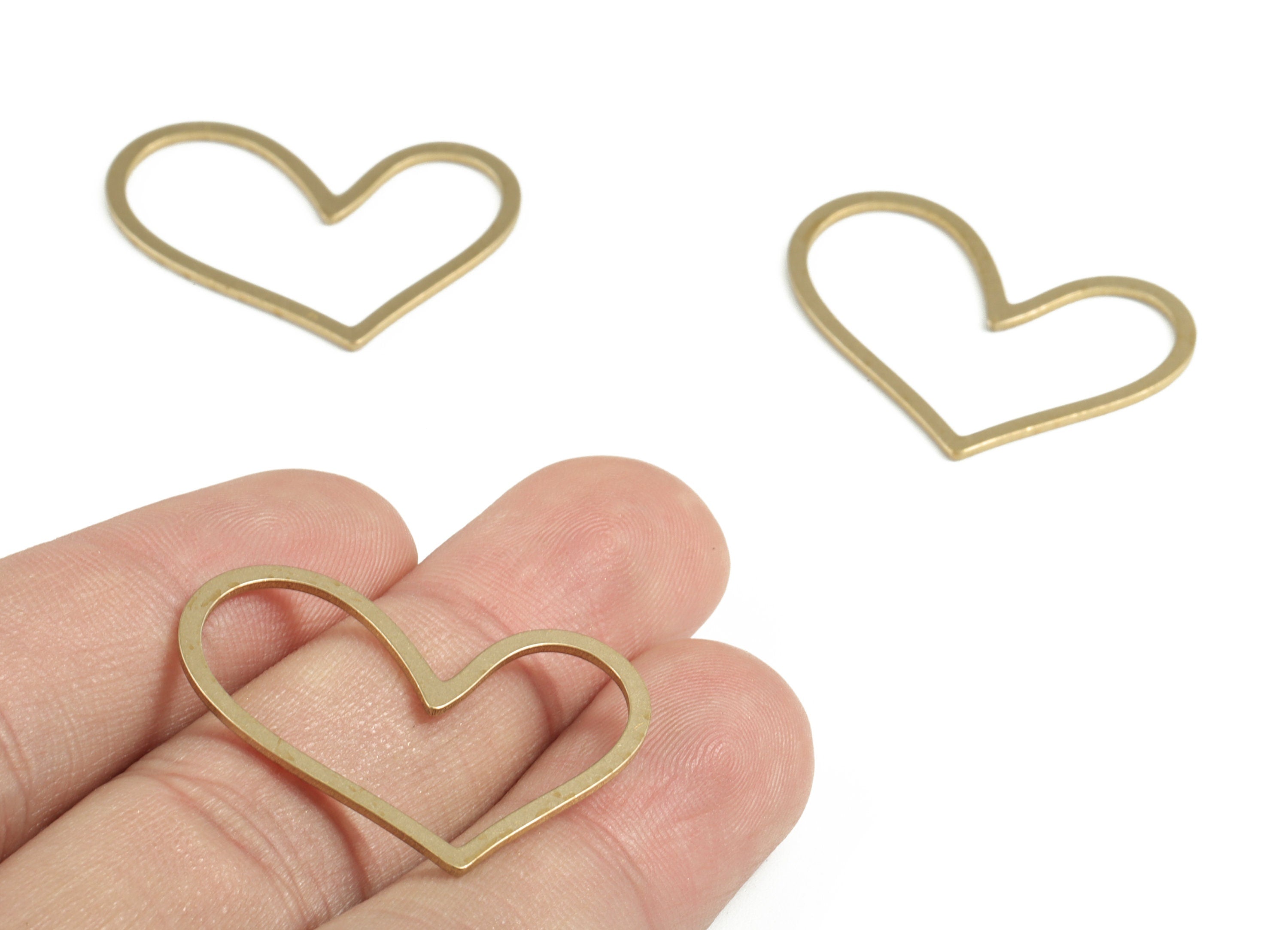Brass Hollow Heart Shape Pendant Charms - Raw Brass Heart Earrings – Earring Findings - Jewelry Making Supply - 27.14x18.64x0.93mm - PP3753 - DOMEDBAZAAR